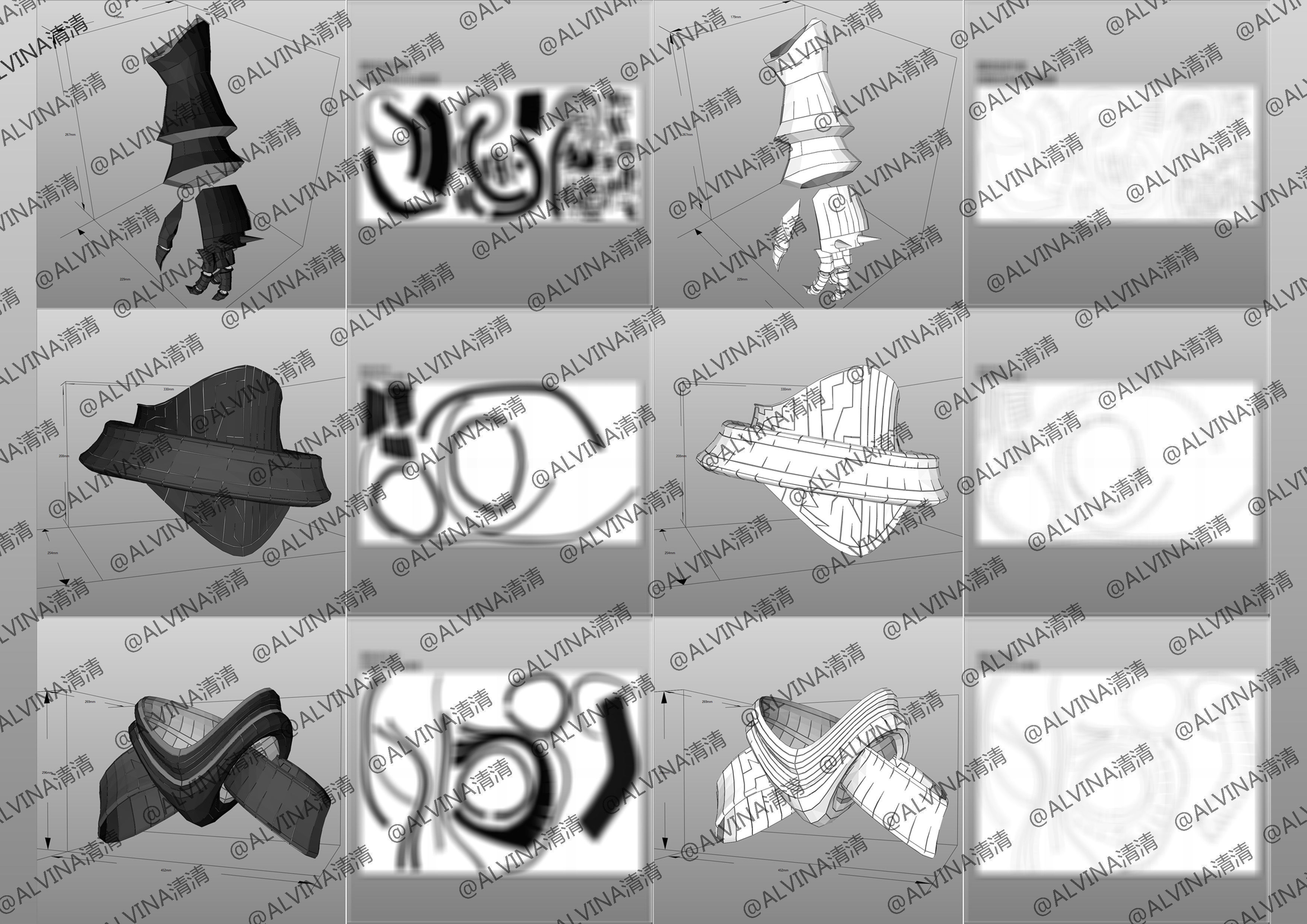 Overlord Albedo Armored - DIY Cosplay Pepakura Foam Template Low-poly 3D model_6