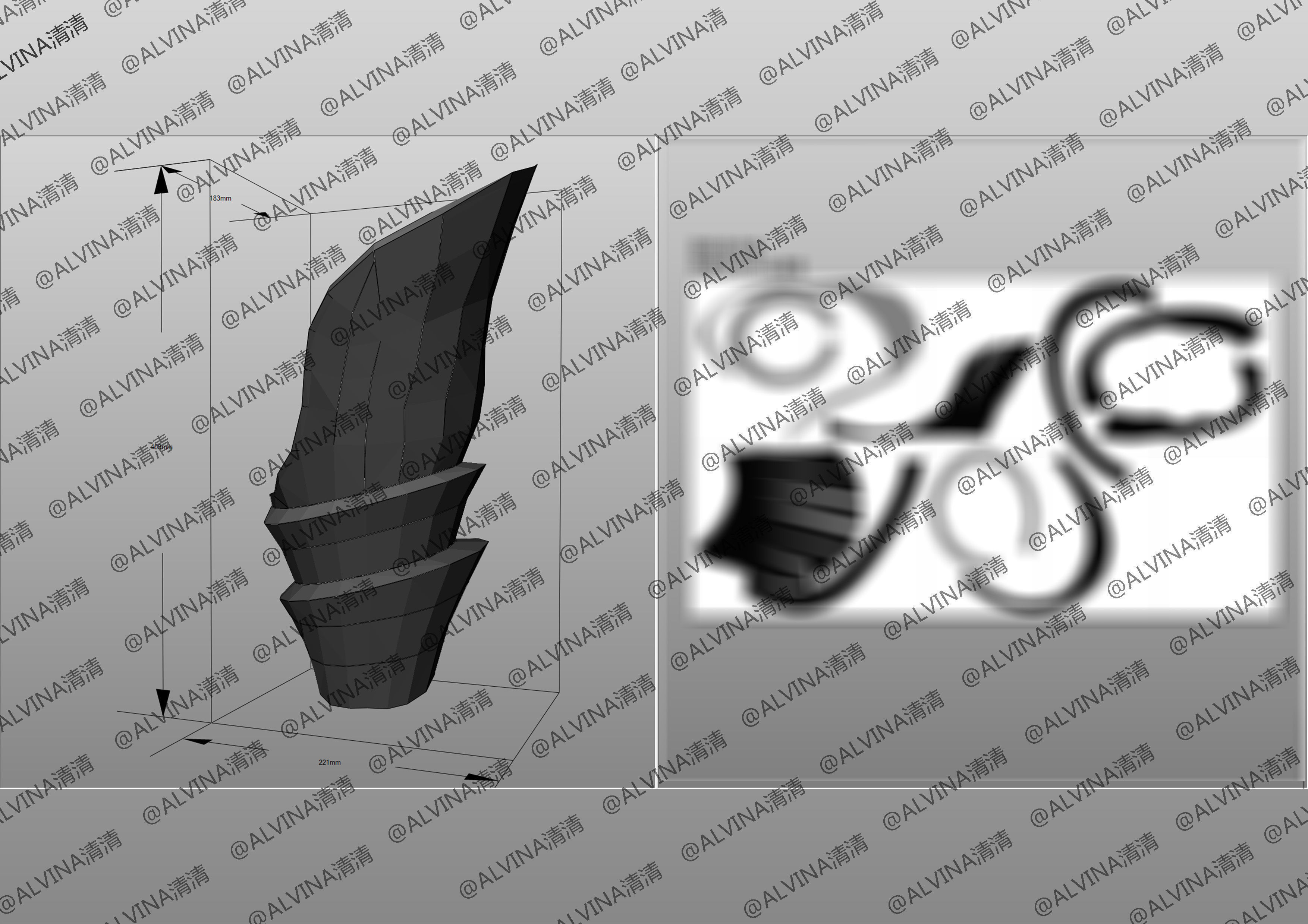 Overlord Albedo Armored - DIY Cosplay Pepakura Foam Template Low-poly 3D model_31