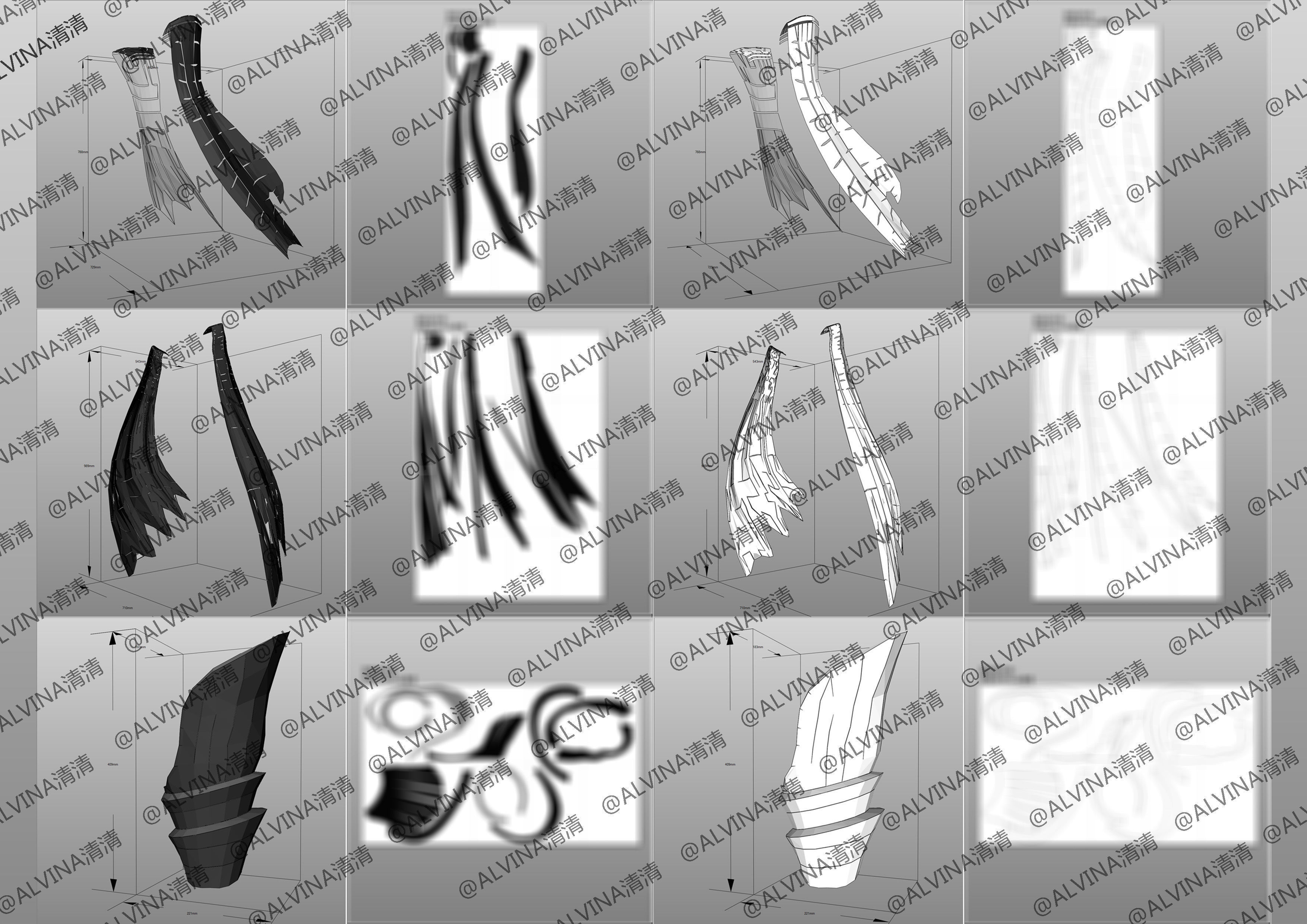 Overlord Albedo Armored - DIY Cosplay Pepakura Foam Template Low-poly 3D model_7