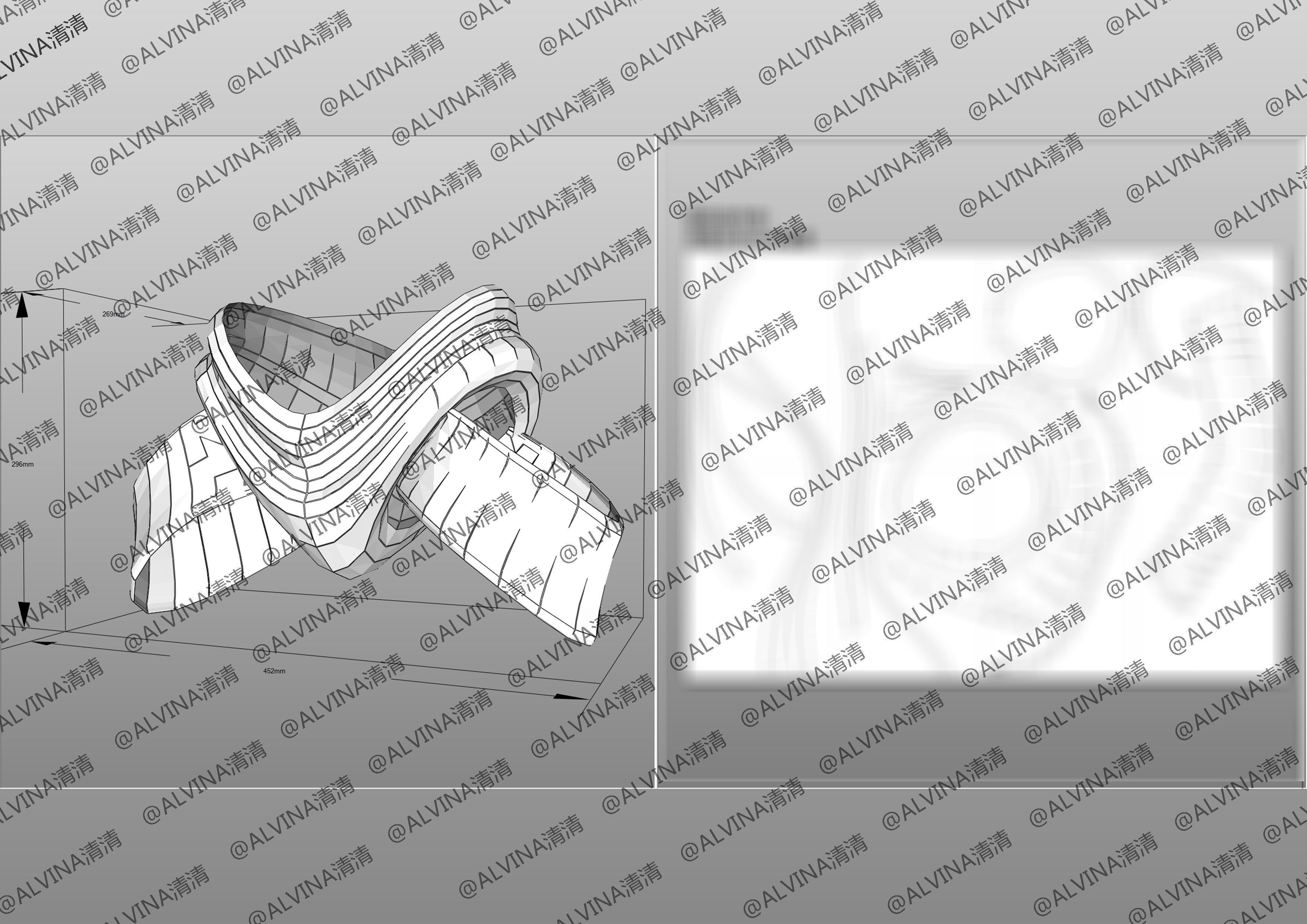 Overlord Albedo Armored - DIY Cosplay Pepakura Foam Template Low-poly 3D model_26