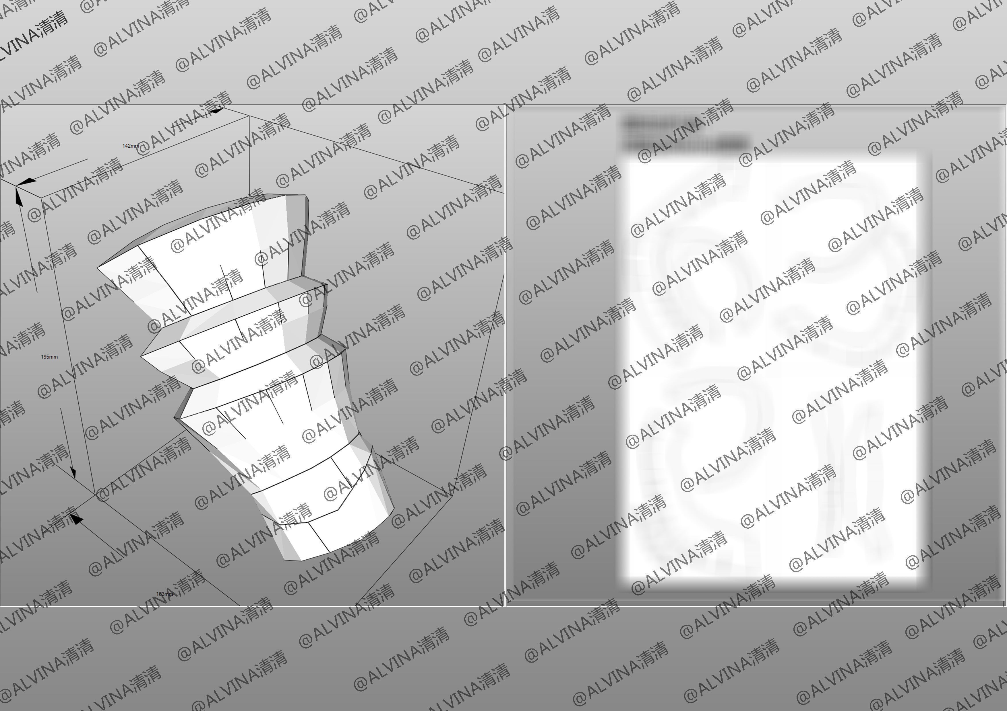 Overlord Albedo Armored - DIY Cosplay Pepakura Foam Template Low-poly 3D model_20