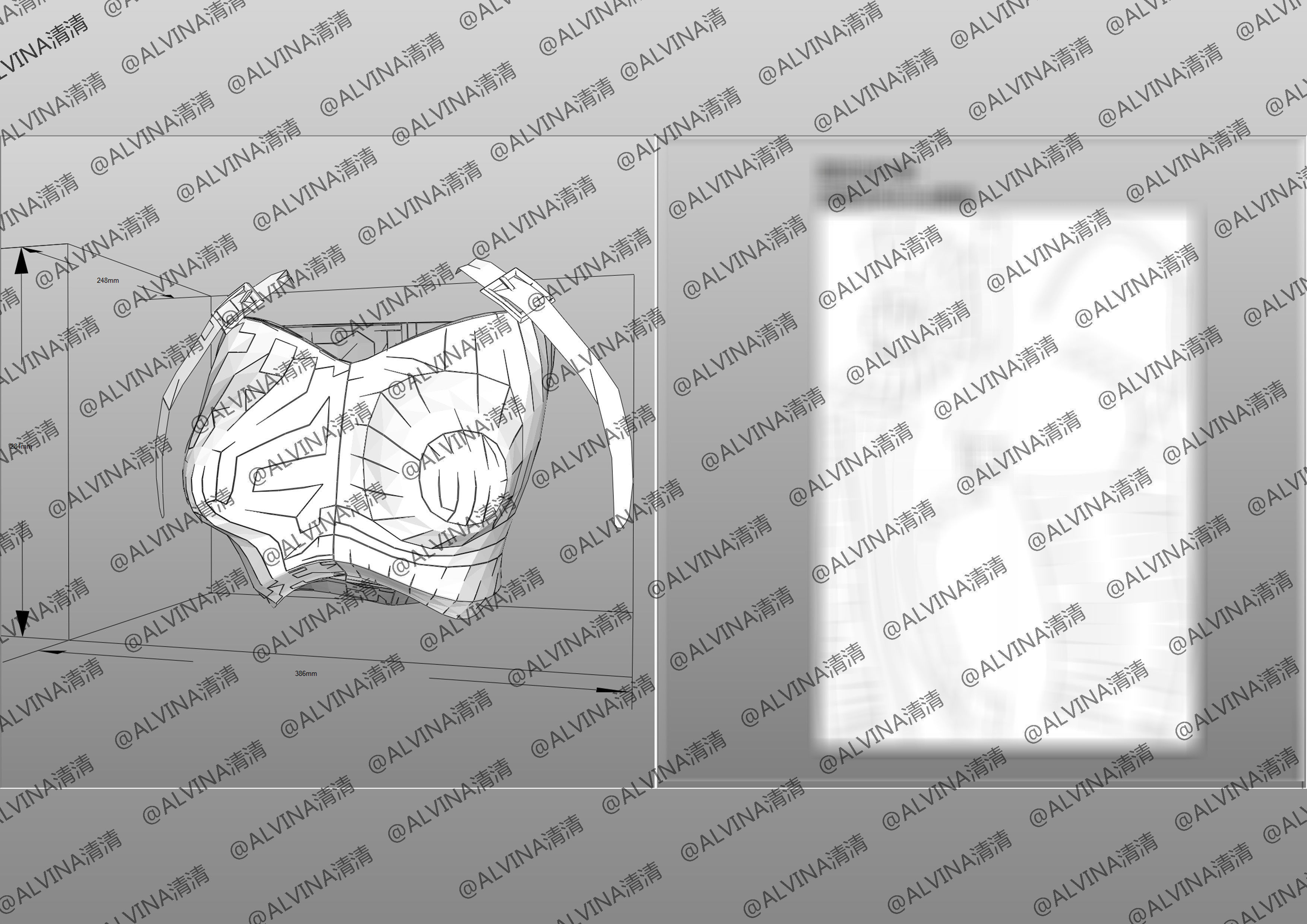 Overlord Albedo Armored - DIY Cosplay Pepakura Foam Template Low-poly 3D model_14