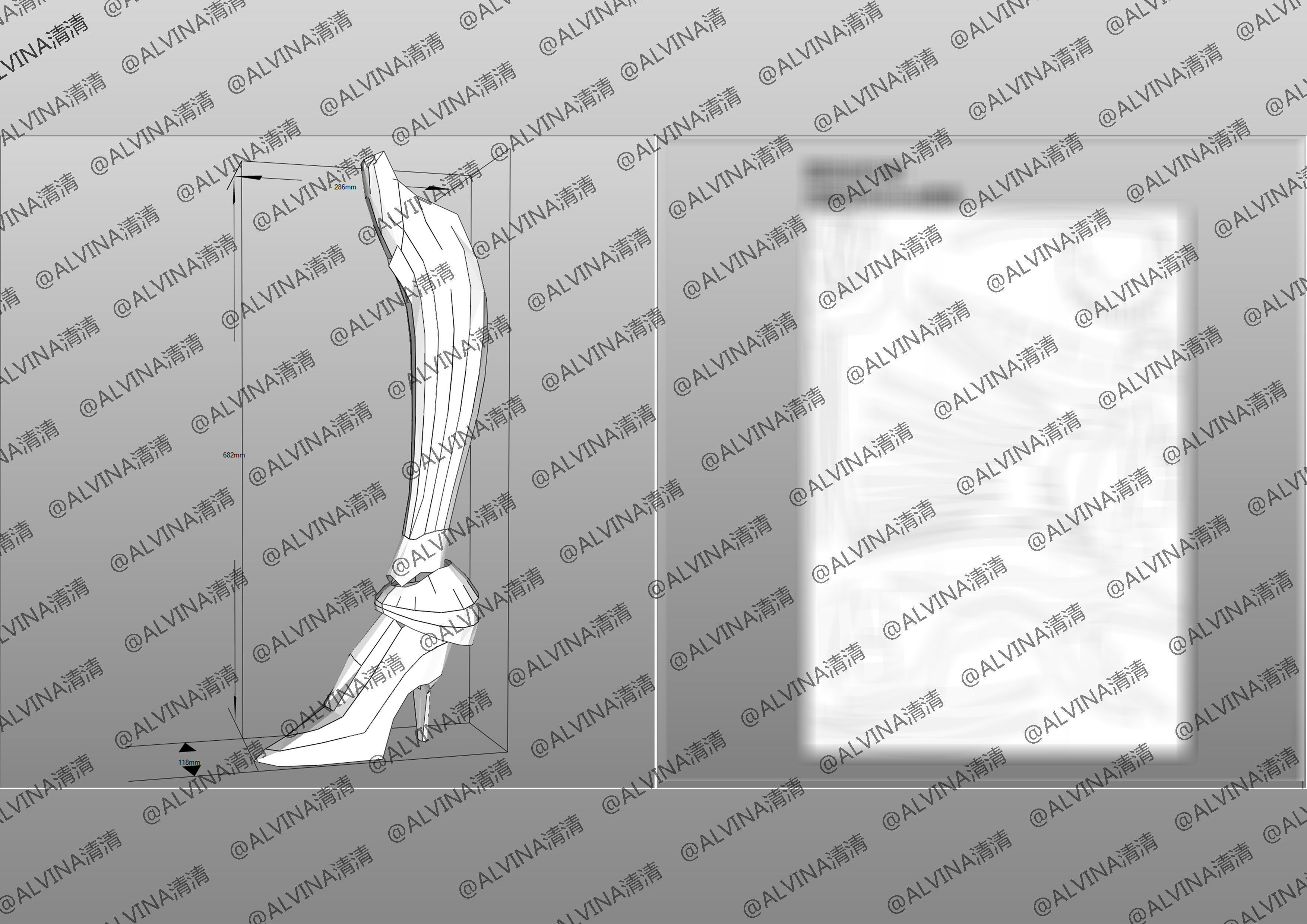 Overlord Albedo Armored - DIY Cosplay Pepakura Foam Template Low-poly 3D model_34