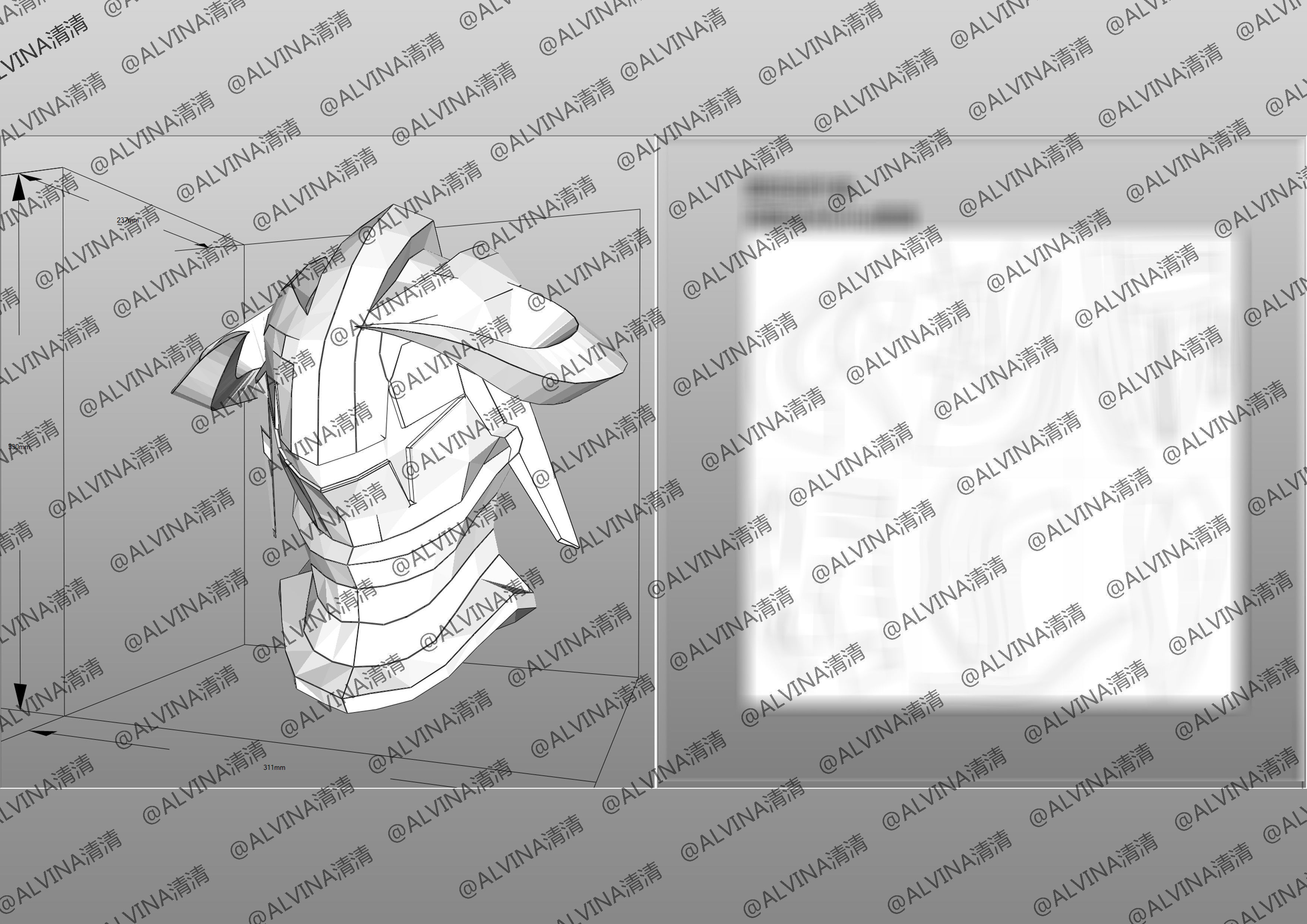 Overlord Albedo Armored - DIY Cosplay Pepakura Foam Template Low-poly 3D model_12