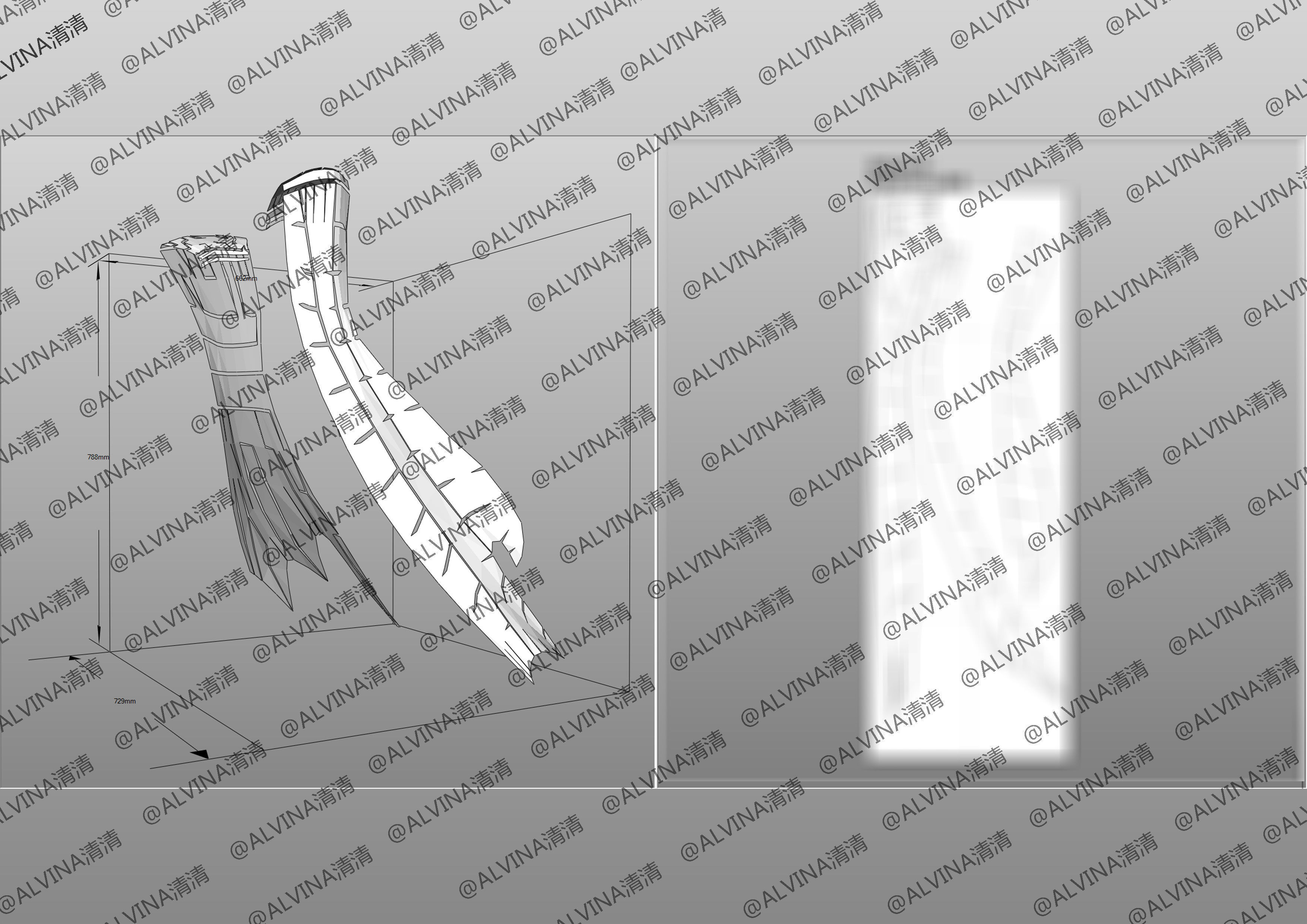 Overlord Albedo Armored - DIY Cosplay Pepakura Foam Template Low-poly 3D model_28