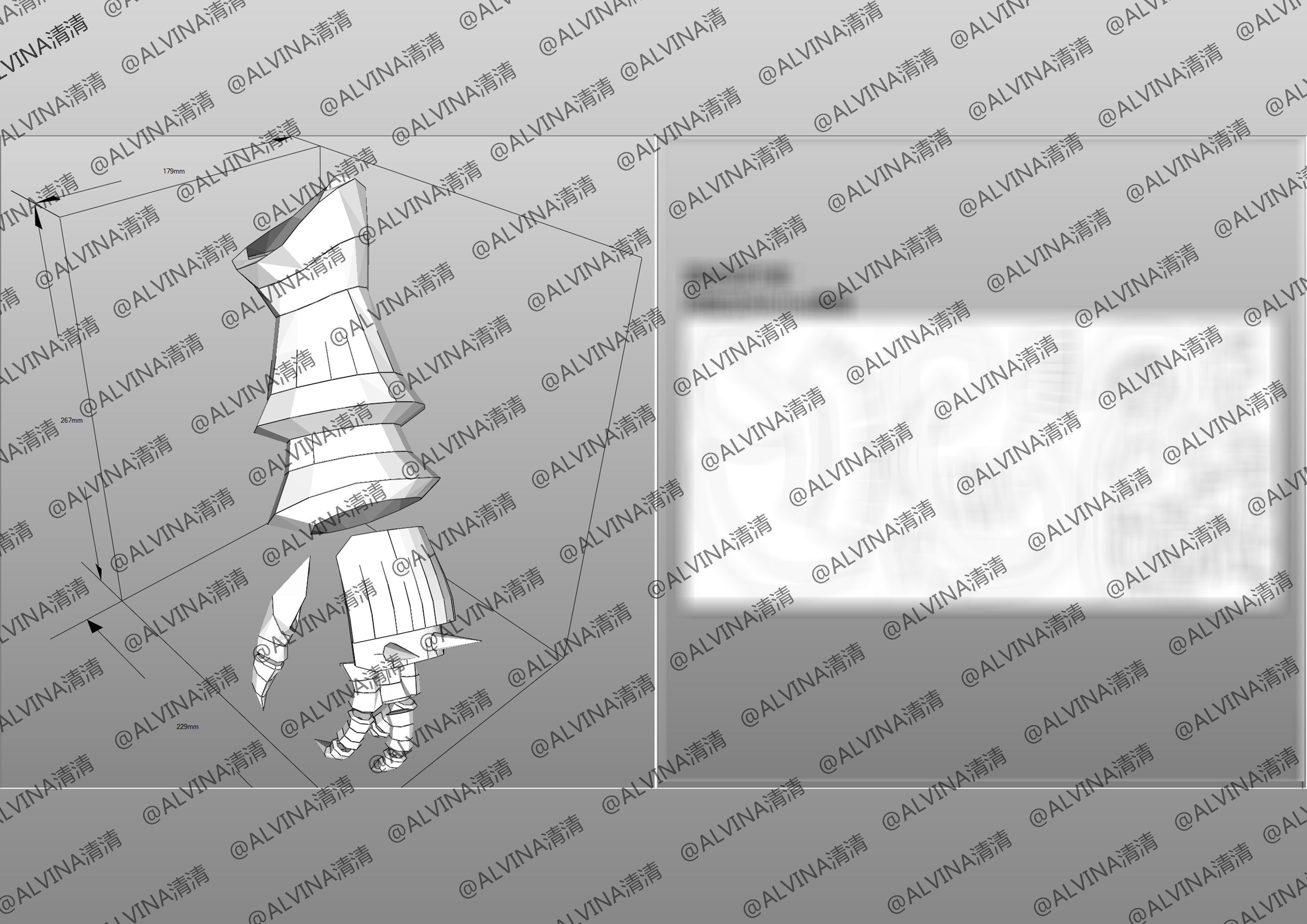 Overlord Albedo Armored - DIY Cosplay Pepakura Foam Template Low-poly 3D model_22