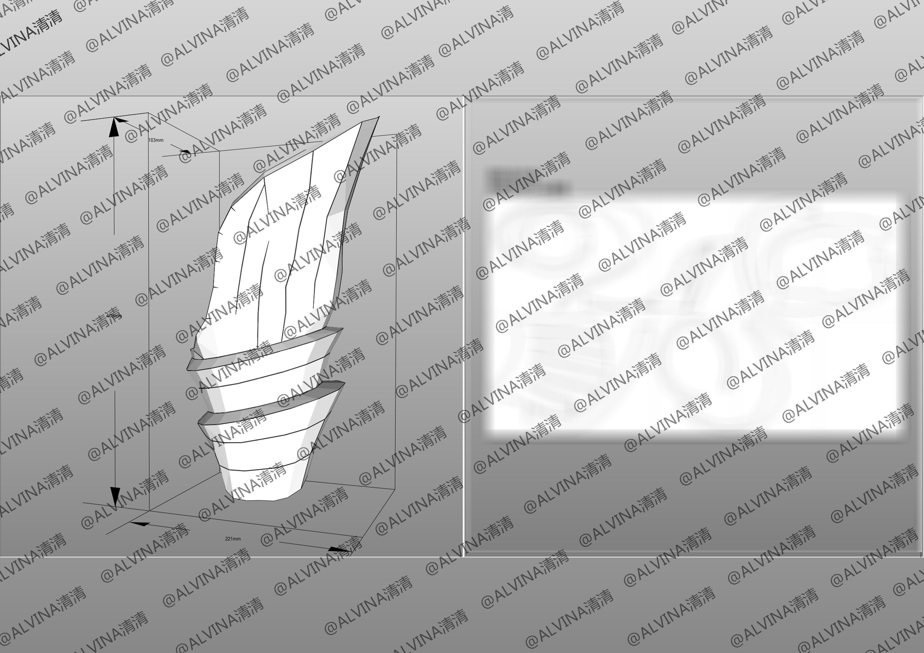 Overlord Albedo Armored - DIY Cosplay Pepakura Foam Template Low-poly 3D model_32