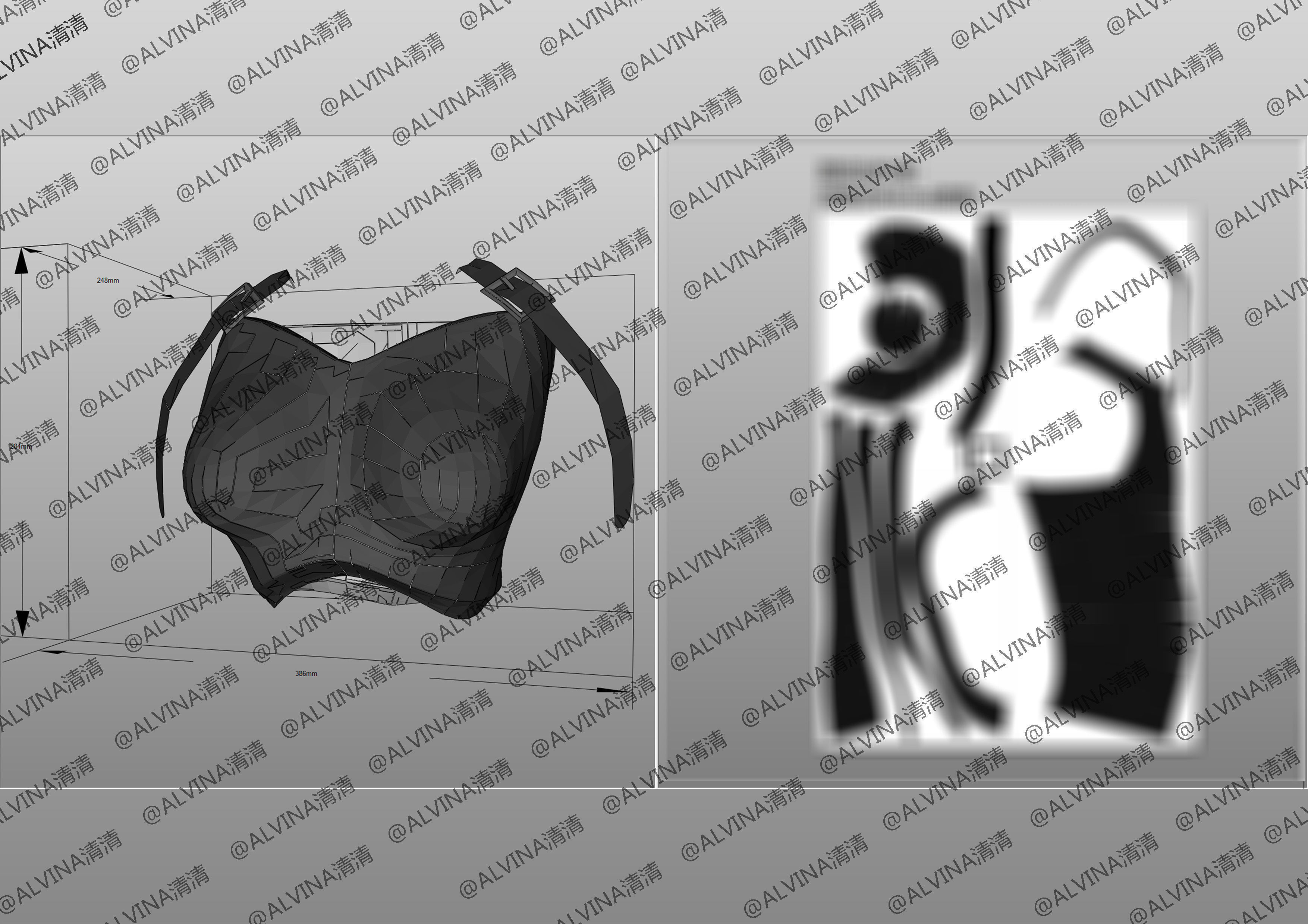 Overlord Albedo Armored - DIY Cosplay Pepakura Foam Template Low-poly 3D model_13