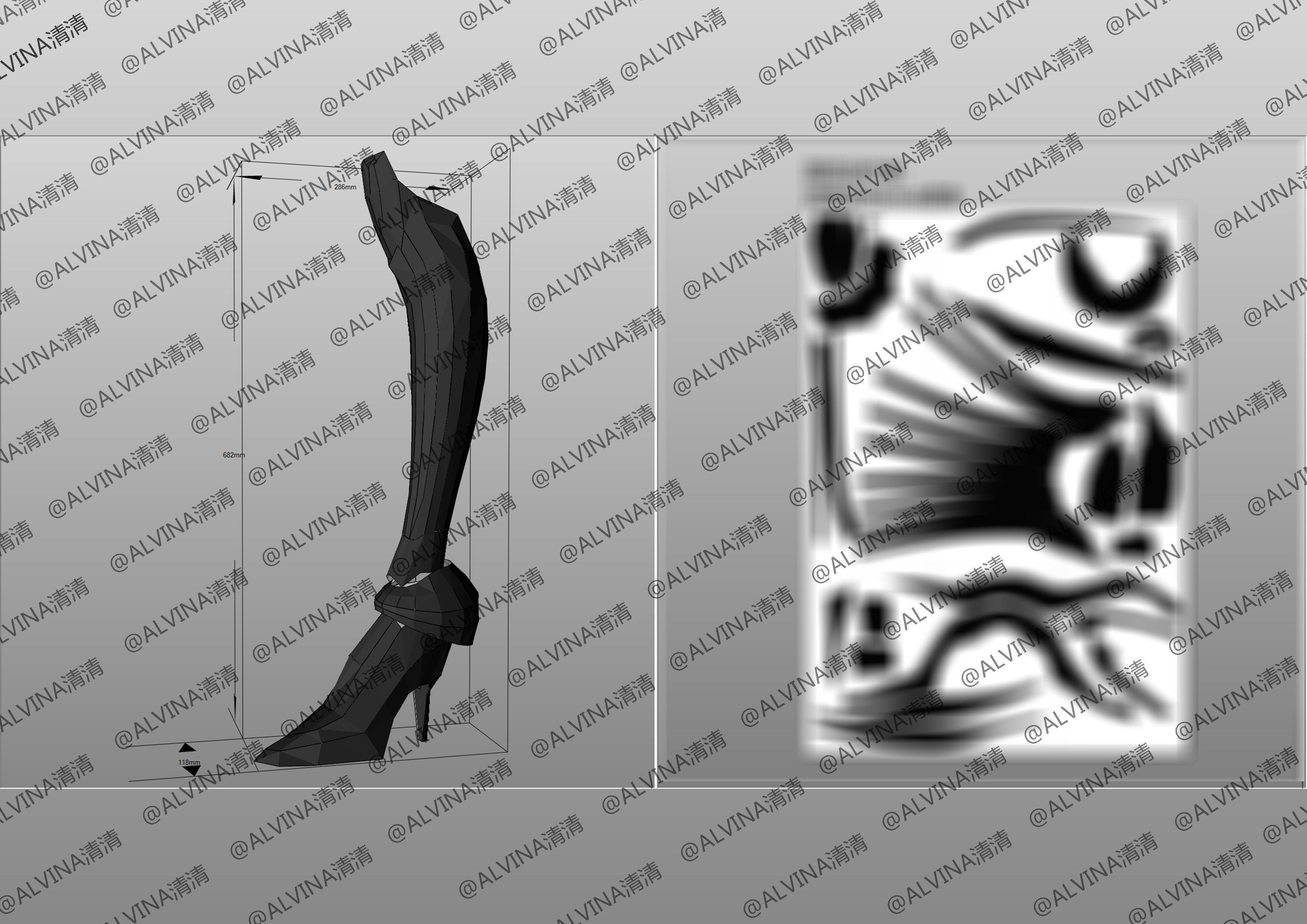 Overlord Albedo Armored - DIY Cosplay Pepakura Foam Template Low-poly 3D model_33