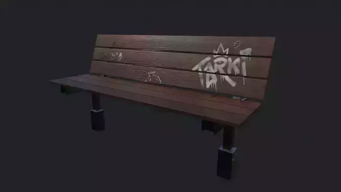 Street Bench v5 Low Poly Street Asset Low-poly 3D model
