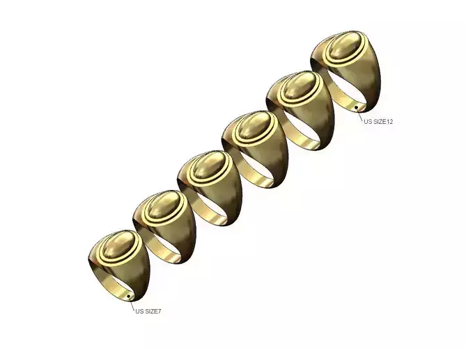 Dome stepped oval signet ring miniset US sizes 7to12