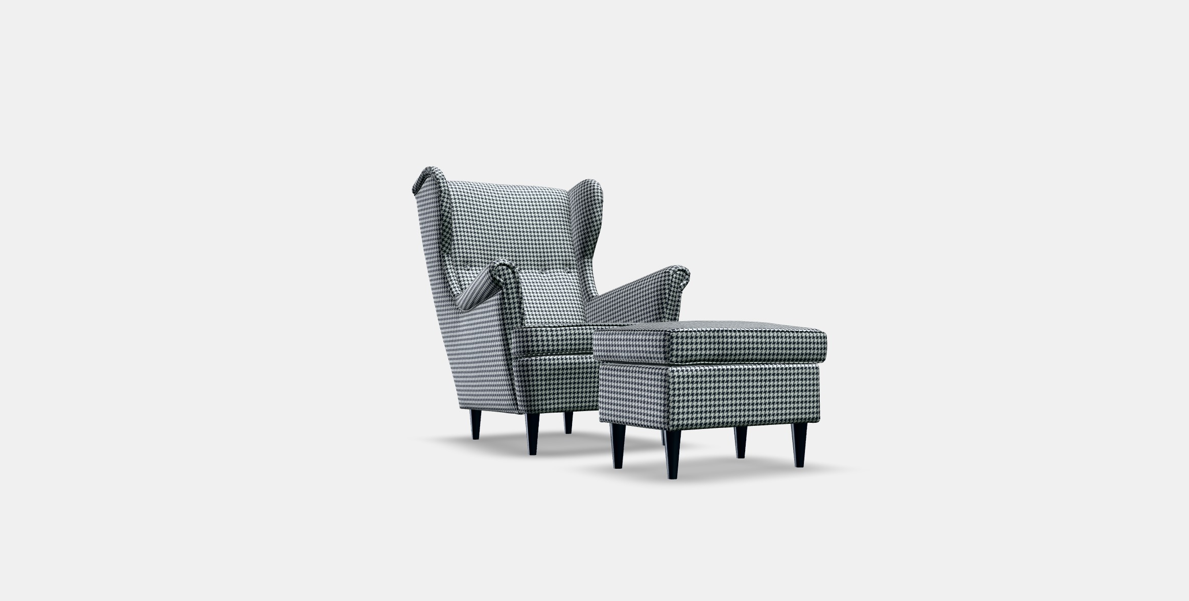 STRANDMON Armchair and footstool 2 Low-poly 3D model_4