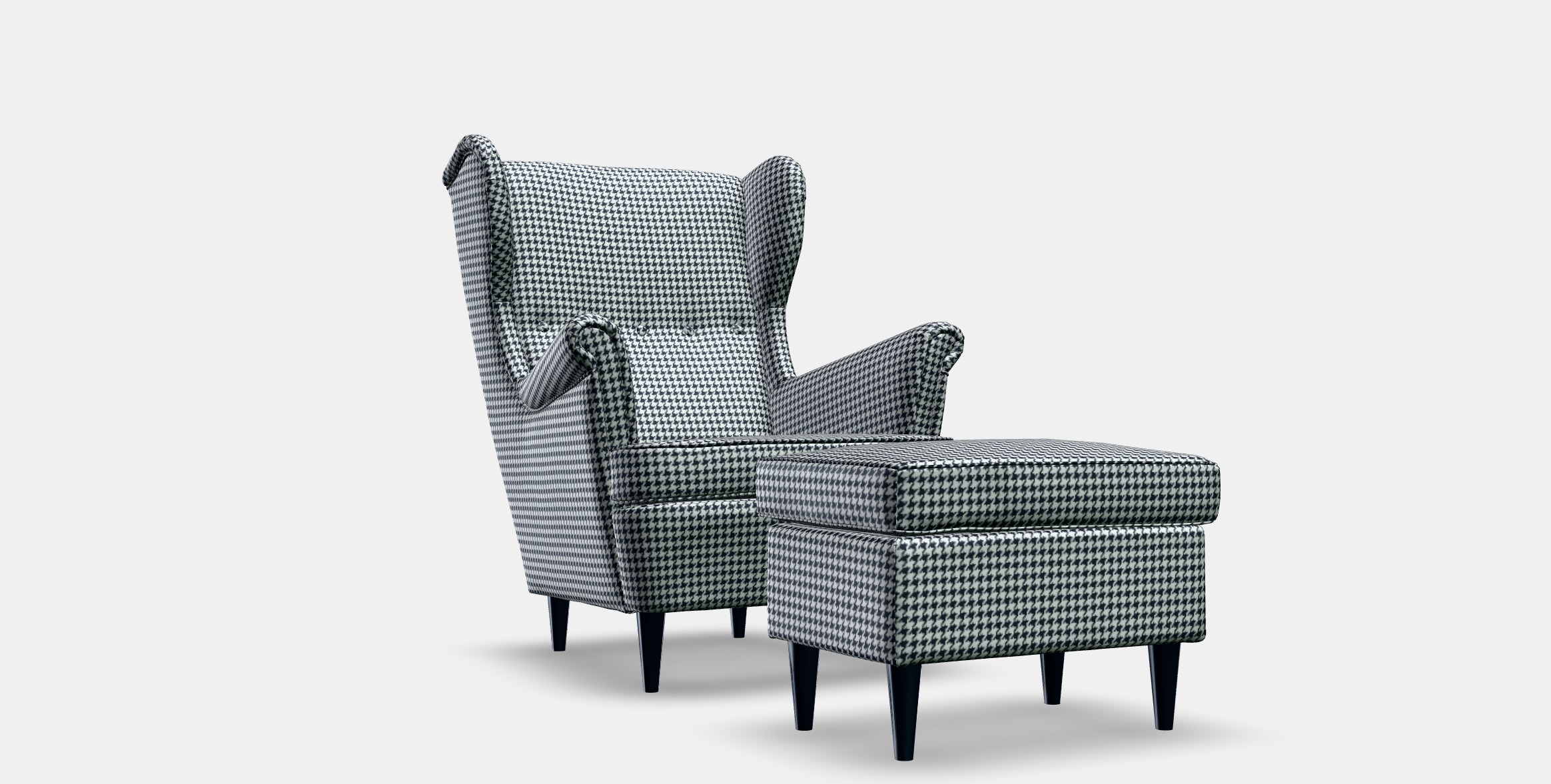 STRANDMON Armchair and footstool 2 Low-poly 3D model_9