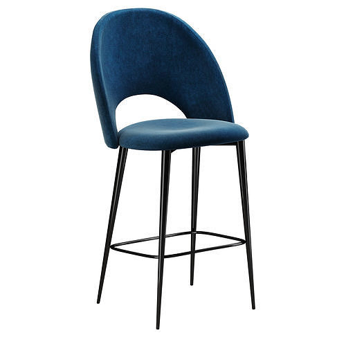 Megan Velvet bar stool Low-poly 3D model