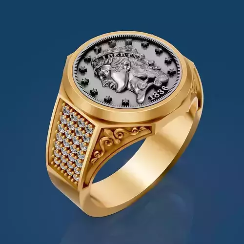 Half eagle American ring coin jewelry printable model 3D print model