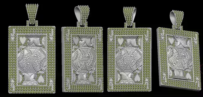 pendants gold playing card pendant with diamonds J