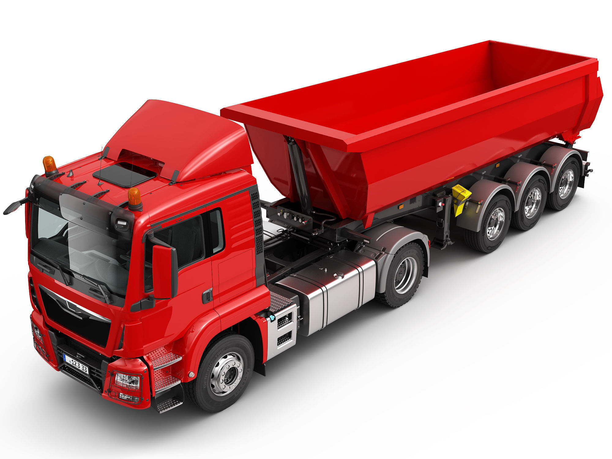Truck 4X2 with Tipper Trailer 3D model_3
