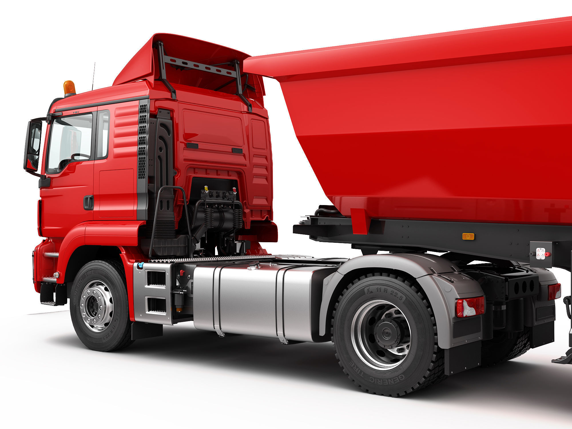Truck 4X2 with Tipper Trailer 3D model_8
