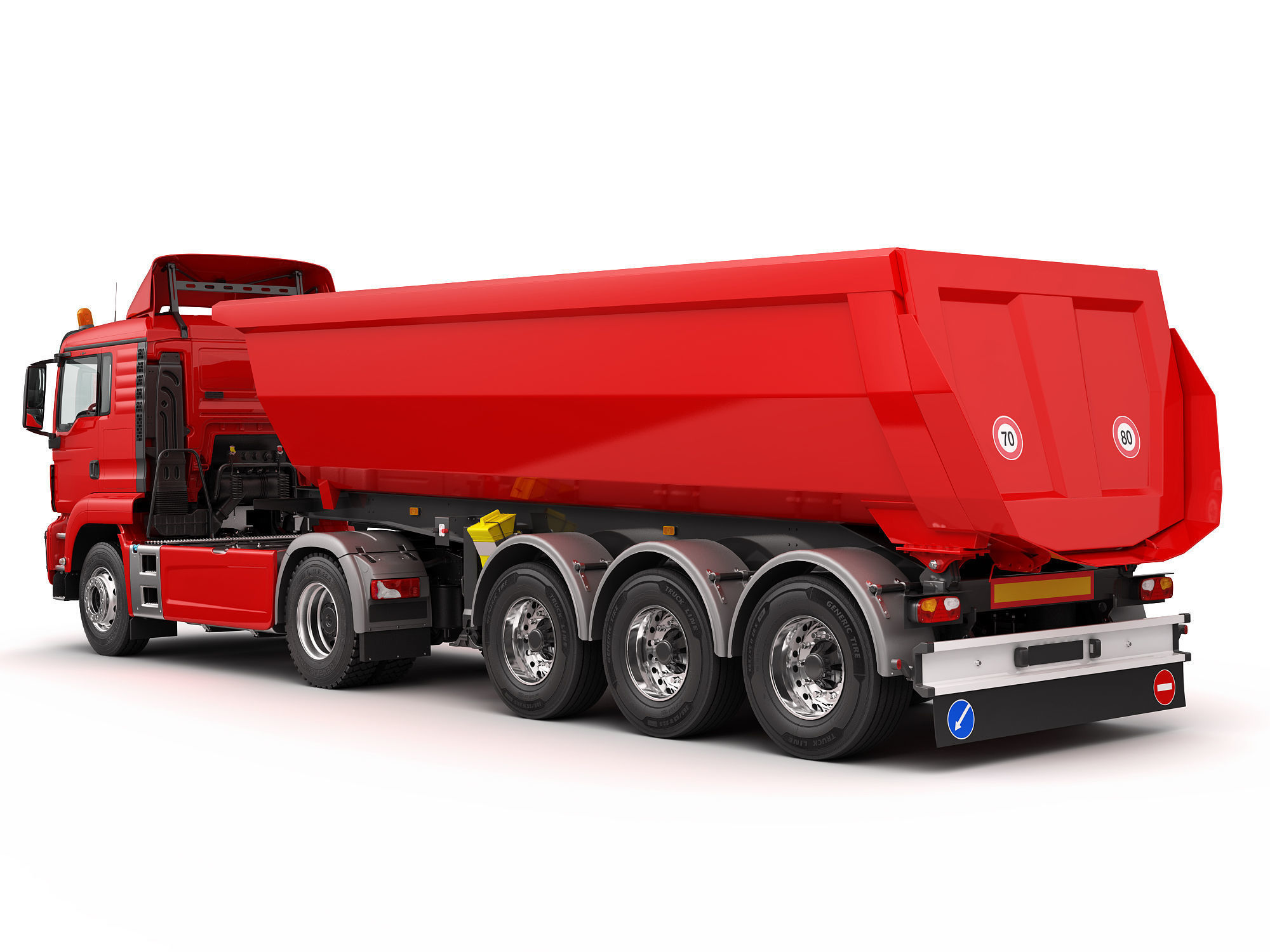 Truck 4X2 with Tipper Trailer 3D model_7