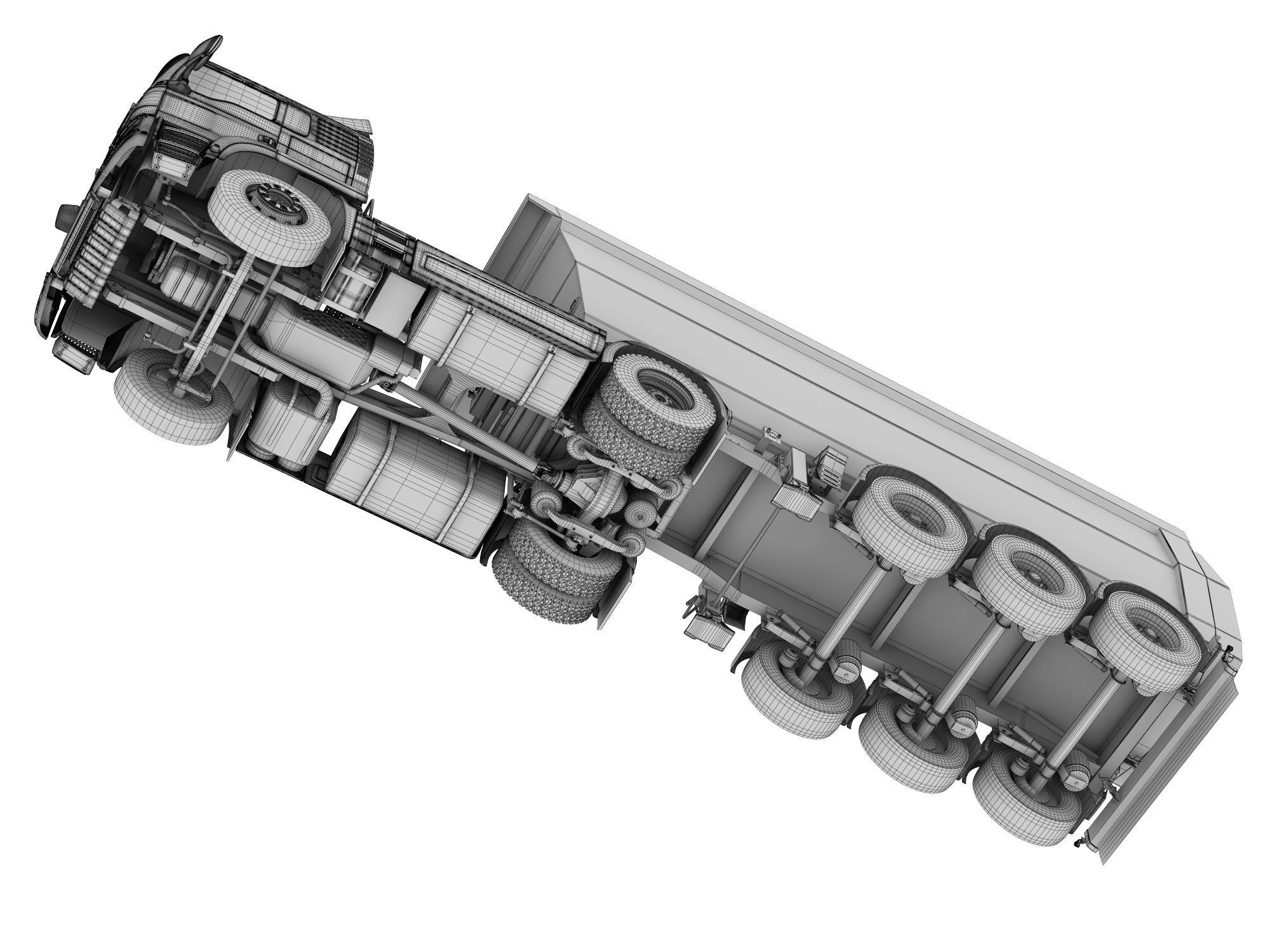 Truck 4X2 with Tipper Trailer 3D model_21