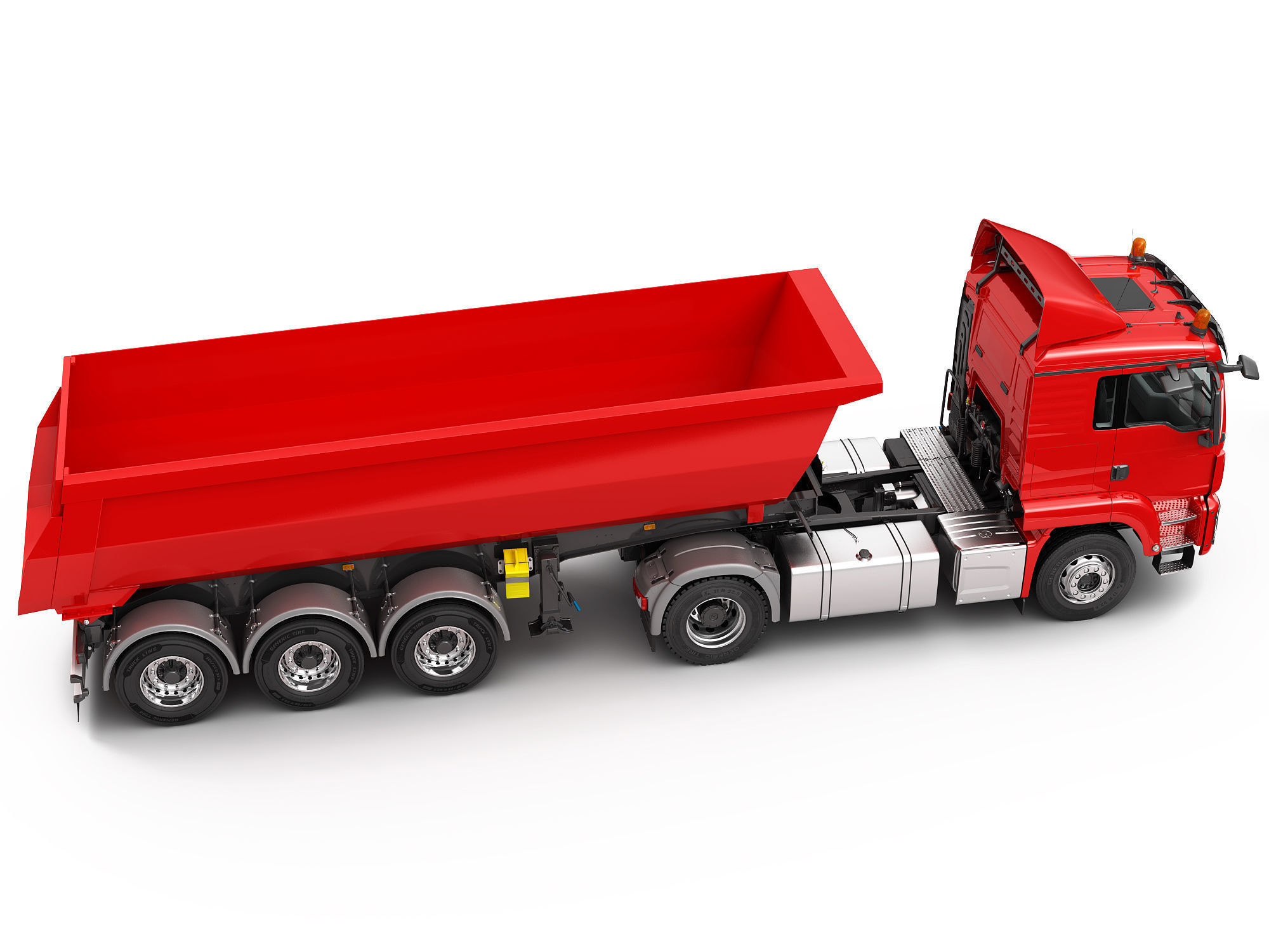 Truck 4X2 with Tipper Trailer 3D model_5