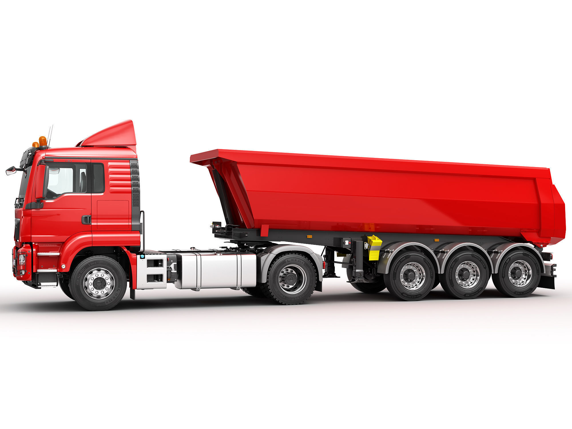 Truck 4X2 with Tipper Trailer 3D model_4
