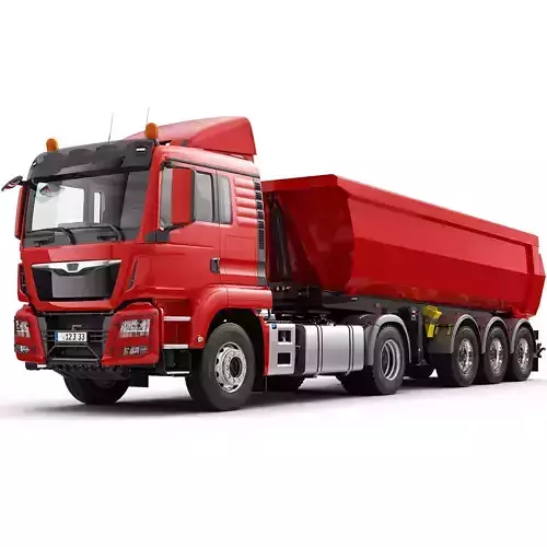 Truck 4X2 with Tipper Trailer 3D model Truck 4X2 with Tipper Trailer 3D model