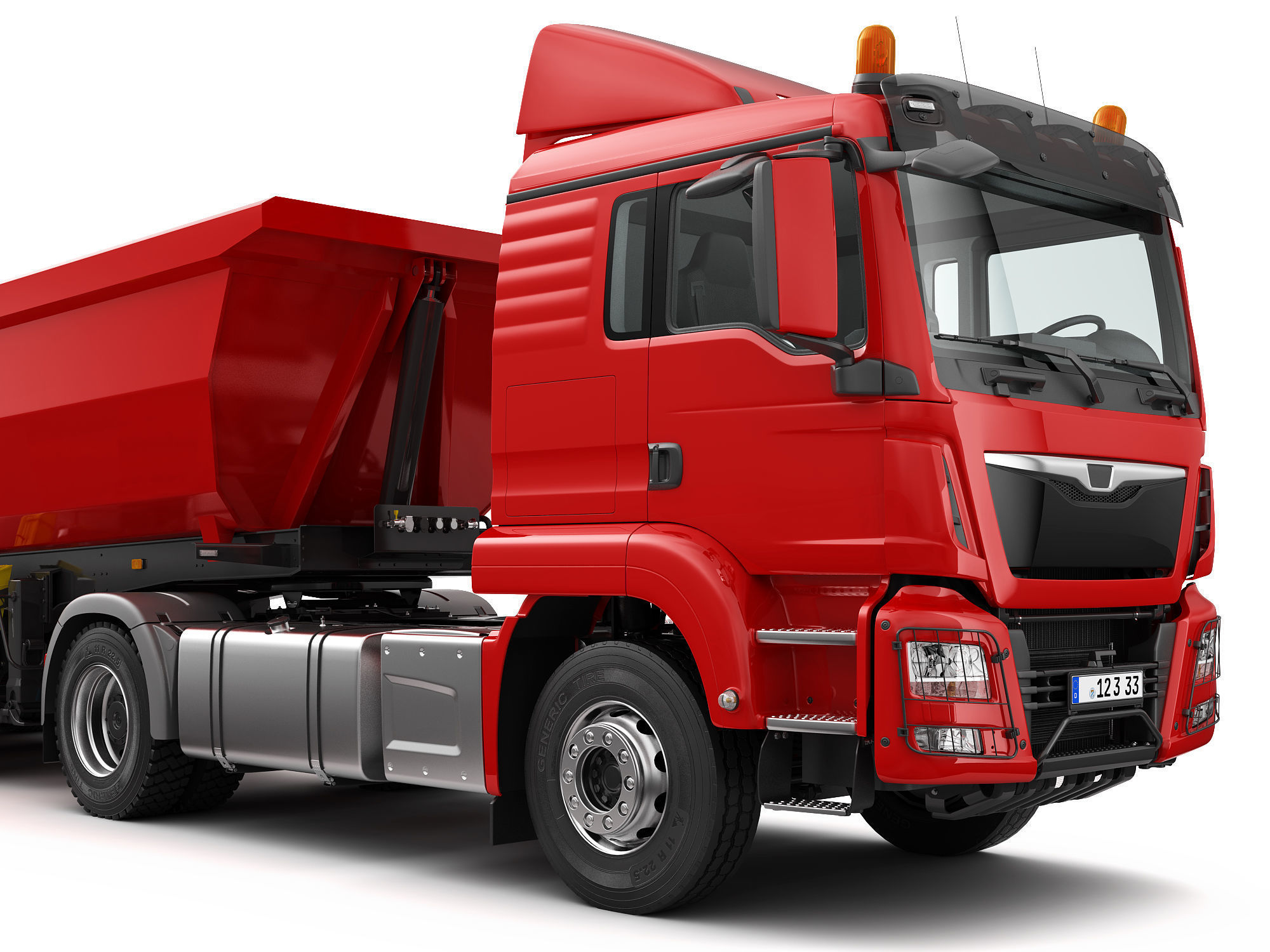 Truck 4X2 with Tipper Trailer 3D model_2