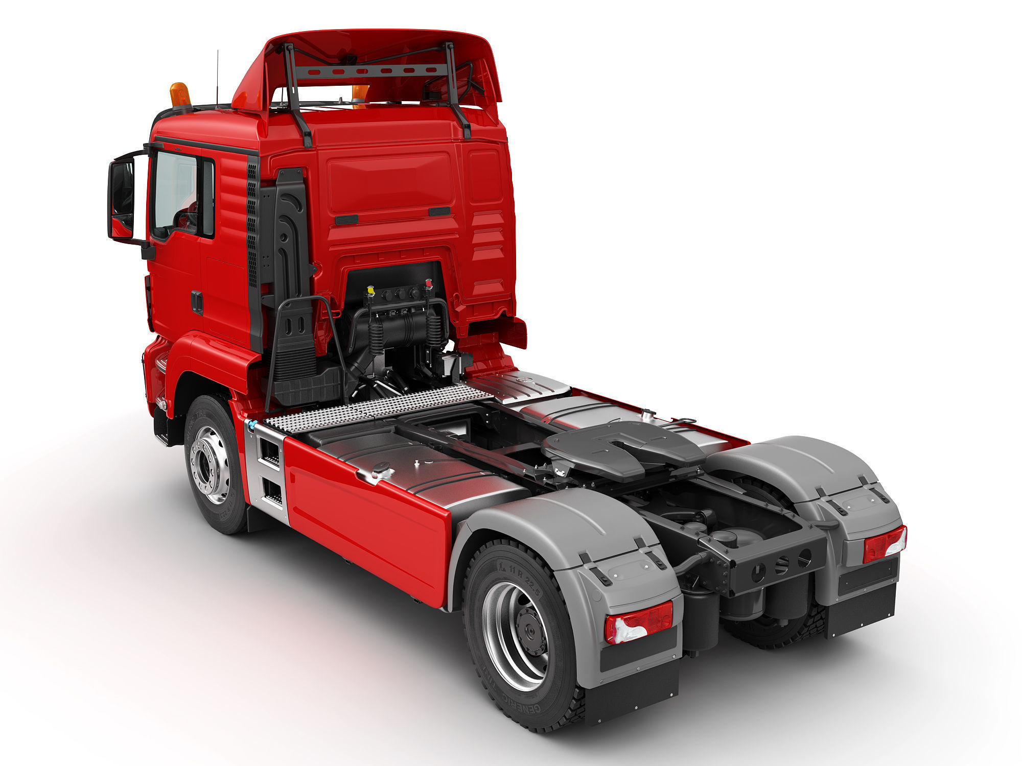 Truck 4X2 with Tipper Trailer 3D model_11