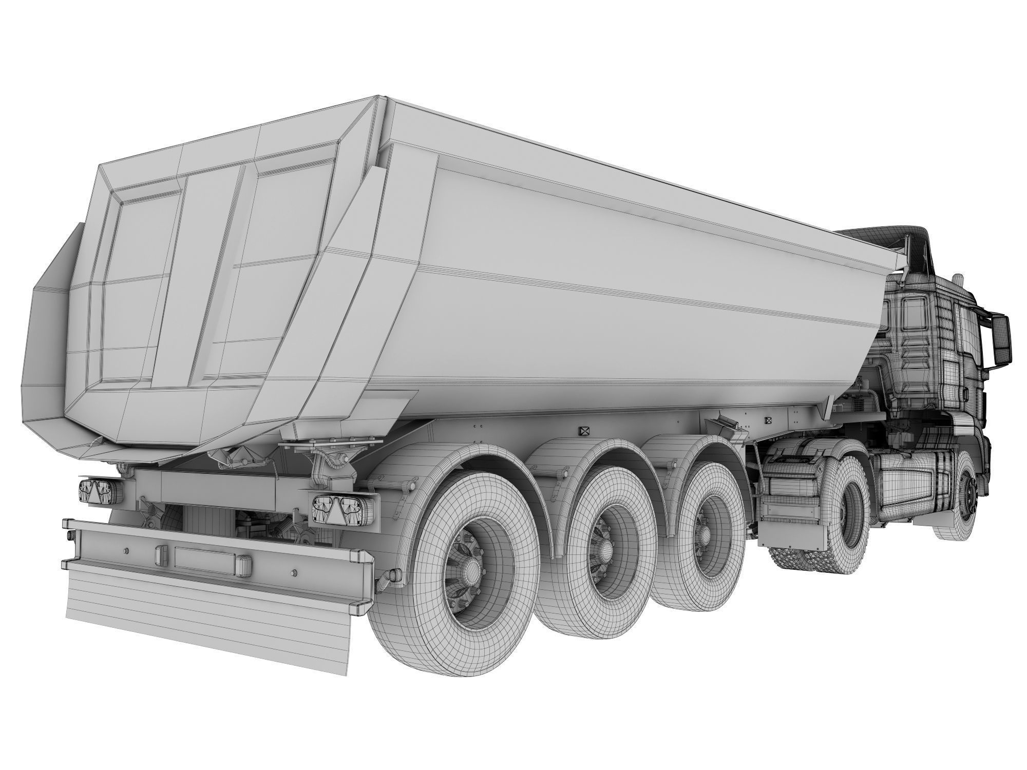 Truck 4X2 with Tipper Trailer 3D model_20
