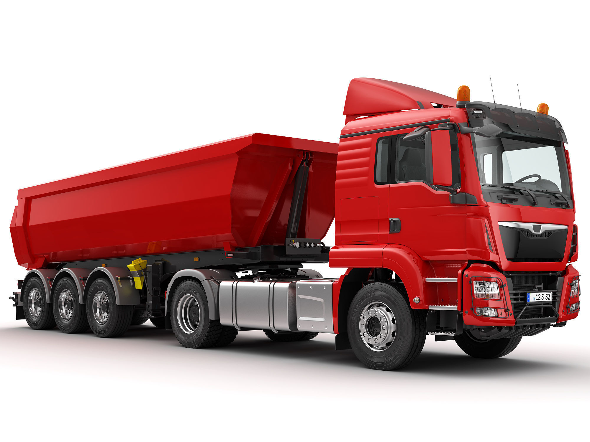 Truck 4X2 with Tipper Trailer 3D model_1