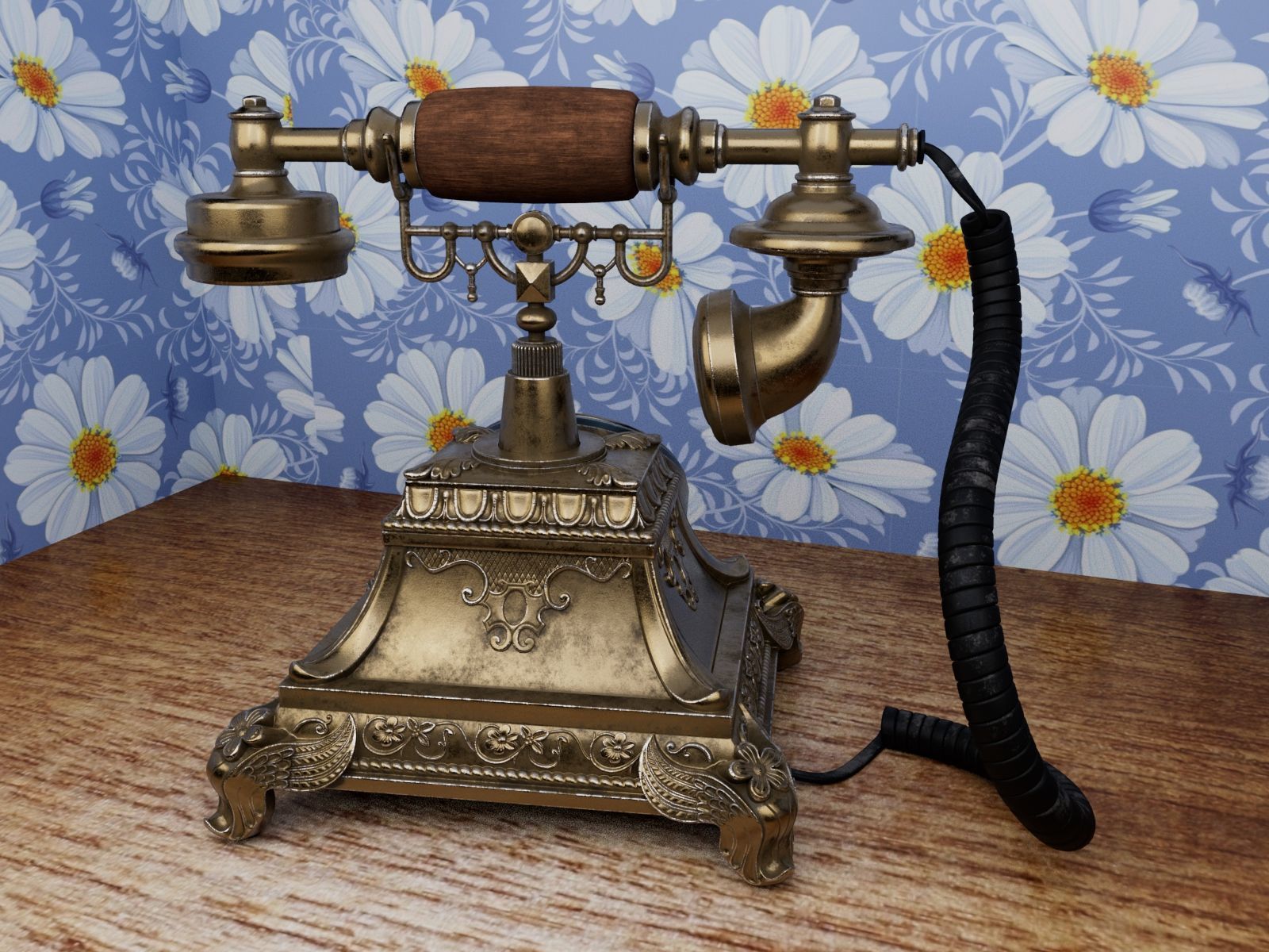 Antique telephone Free 3D model_4