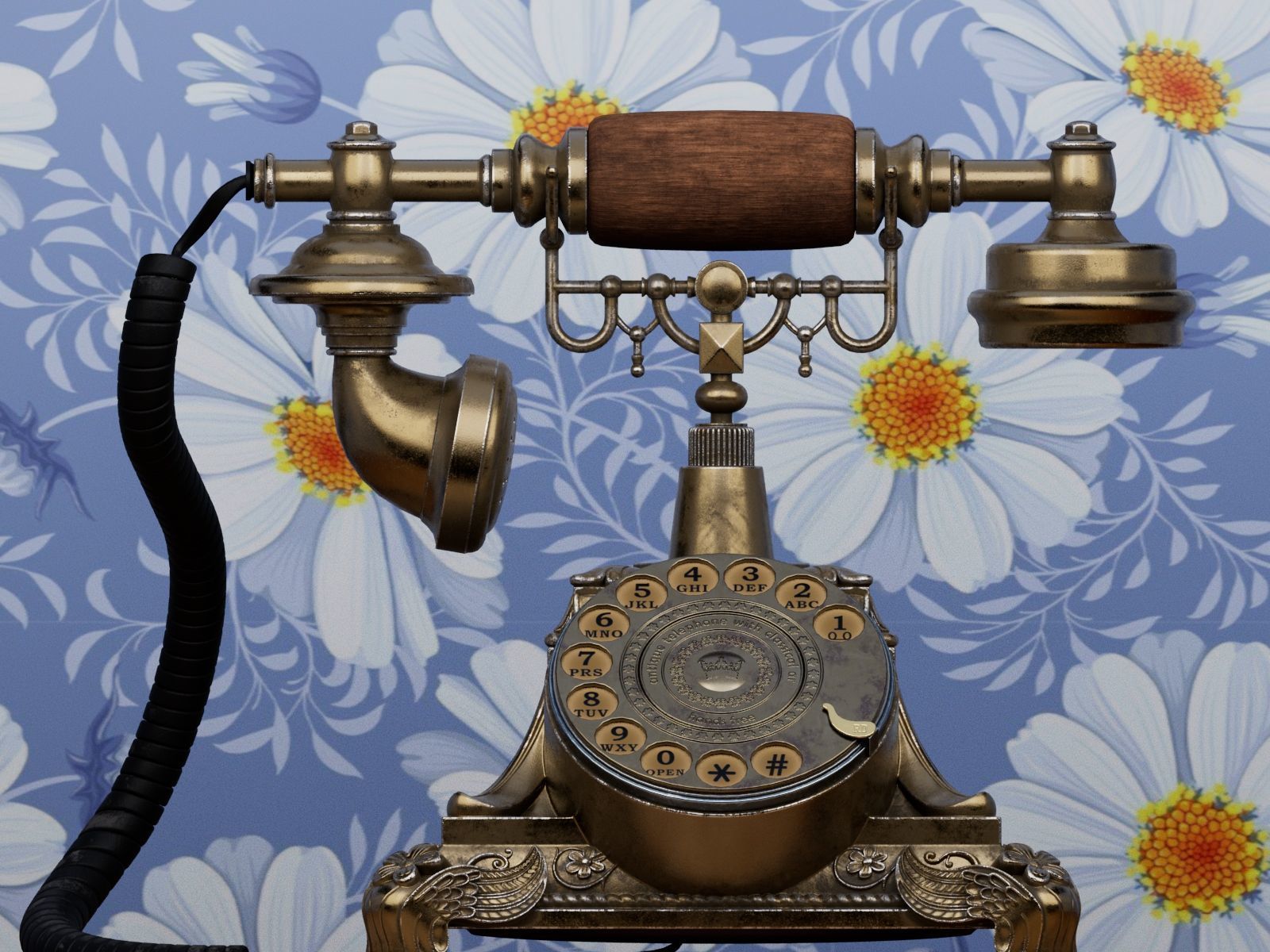 Antique telephone Free 3D model_3