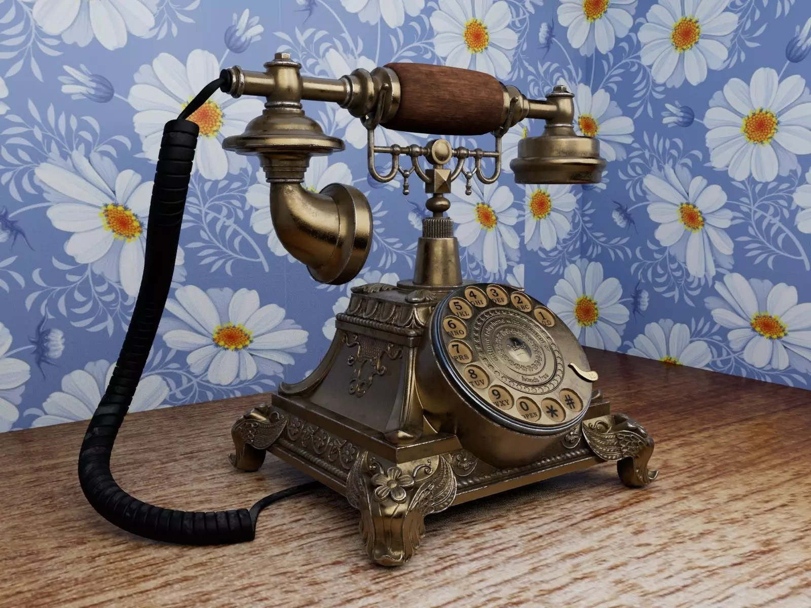 Antique telephone Free 3D model_0