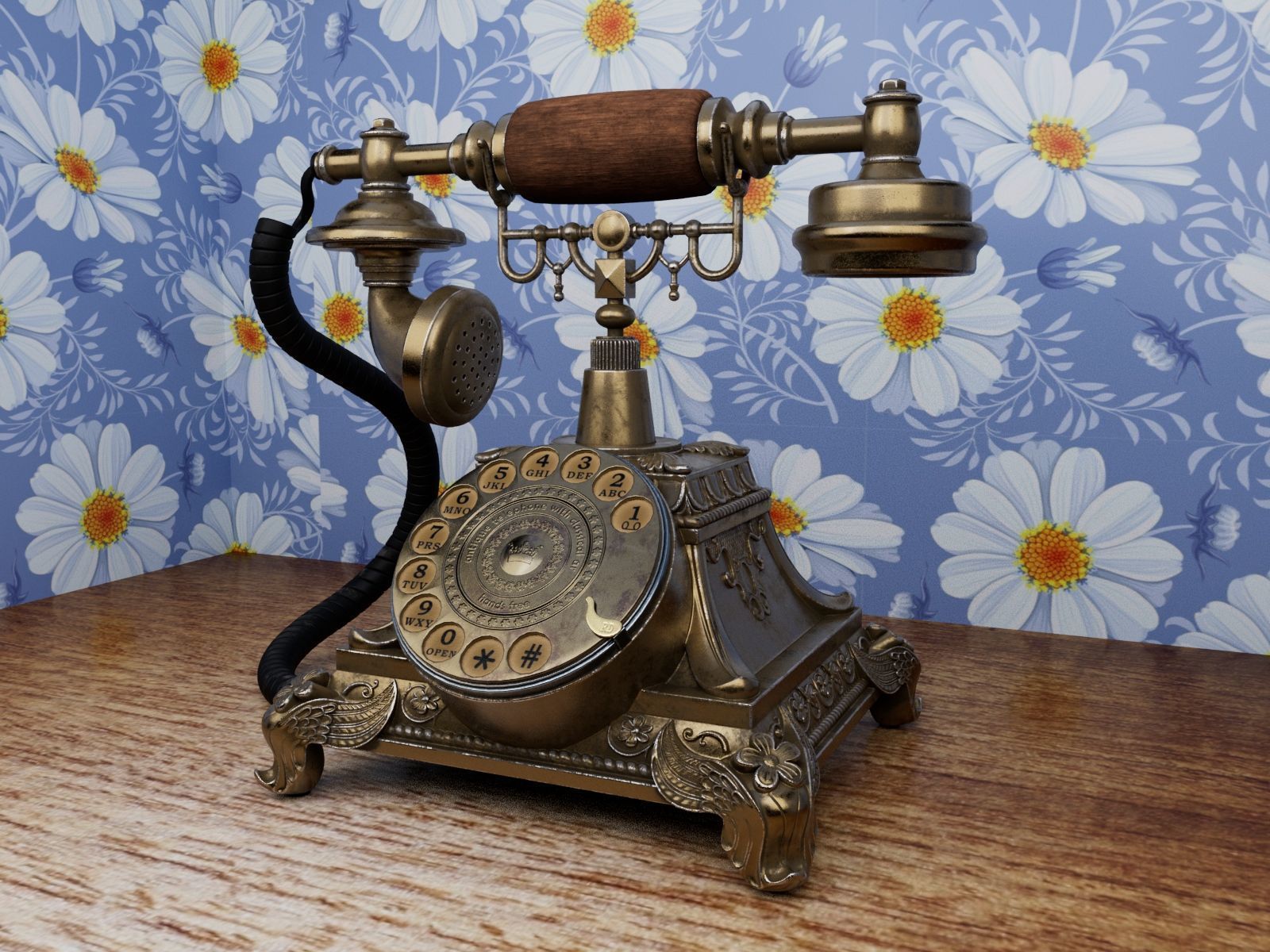 Antique telephone Free 3D model_2