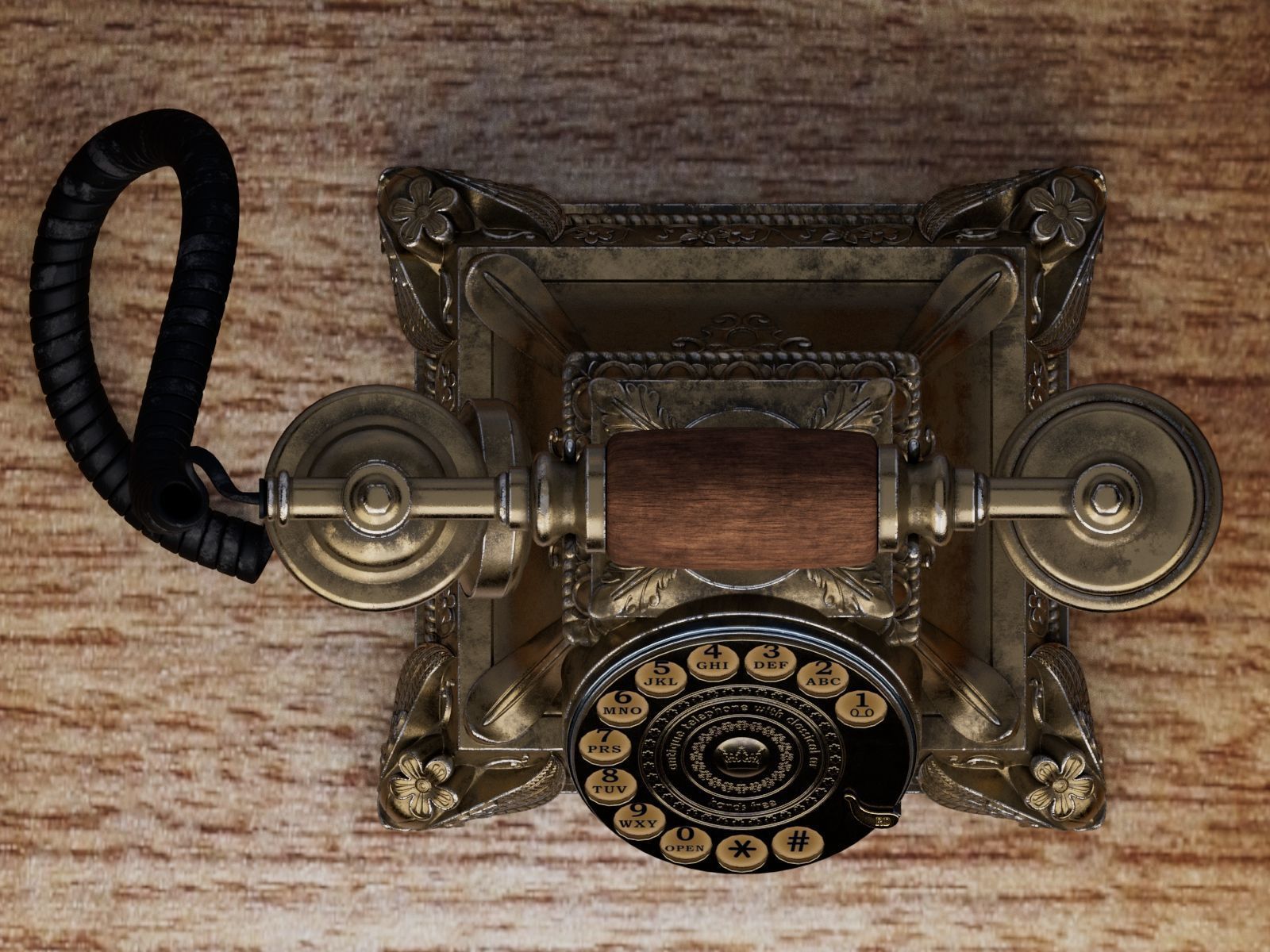 Antique telephone Free 3D model_6