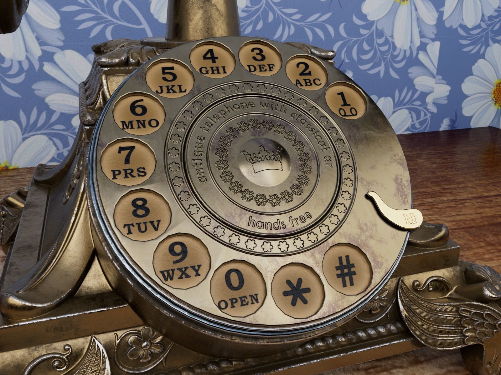 Antique telephone Free 3D model_7