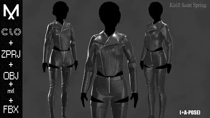 Leather Outfit Marvelous designer Clo3d OBJ mtl FBX ZPRJ