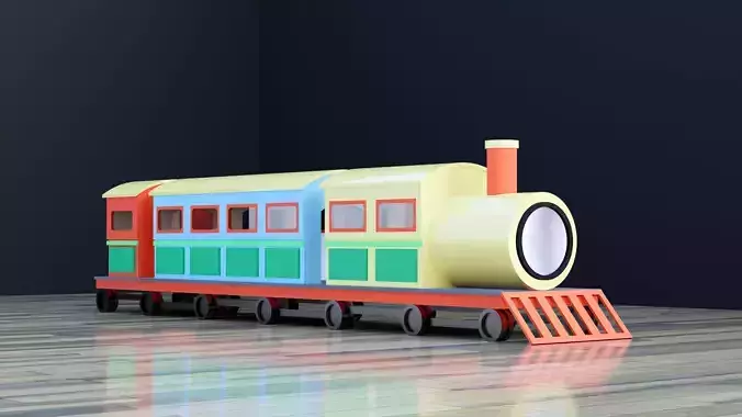 Simple Train 3D model Transportation aset