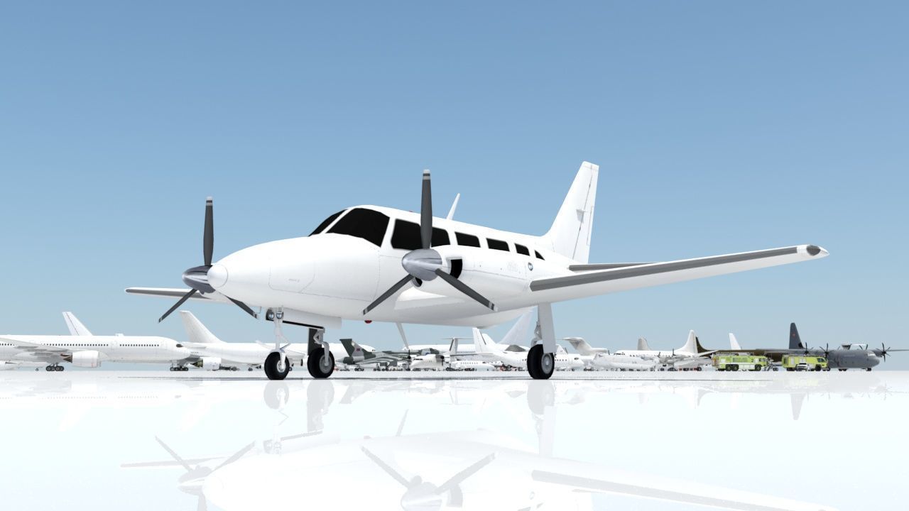 Navajo PA31  low poly static blank aircraft Low-poly 3D model_12