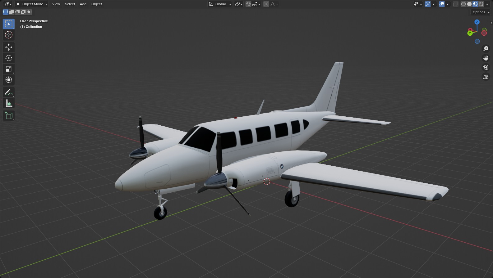 Navajo PA31  low poly static blank aircraft Low-poly 3D model_16