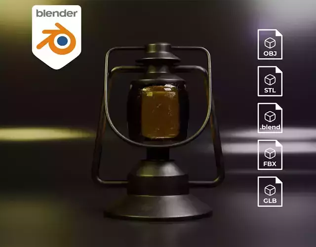 Antique Oil Lantern 3D PRO Model