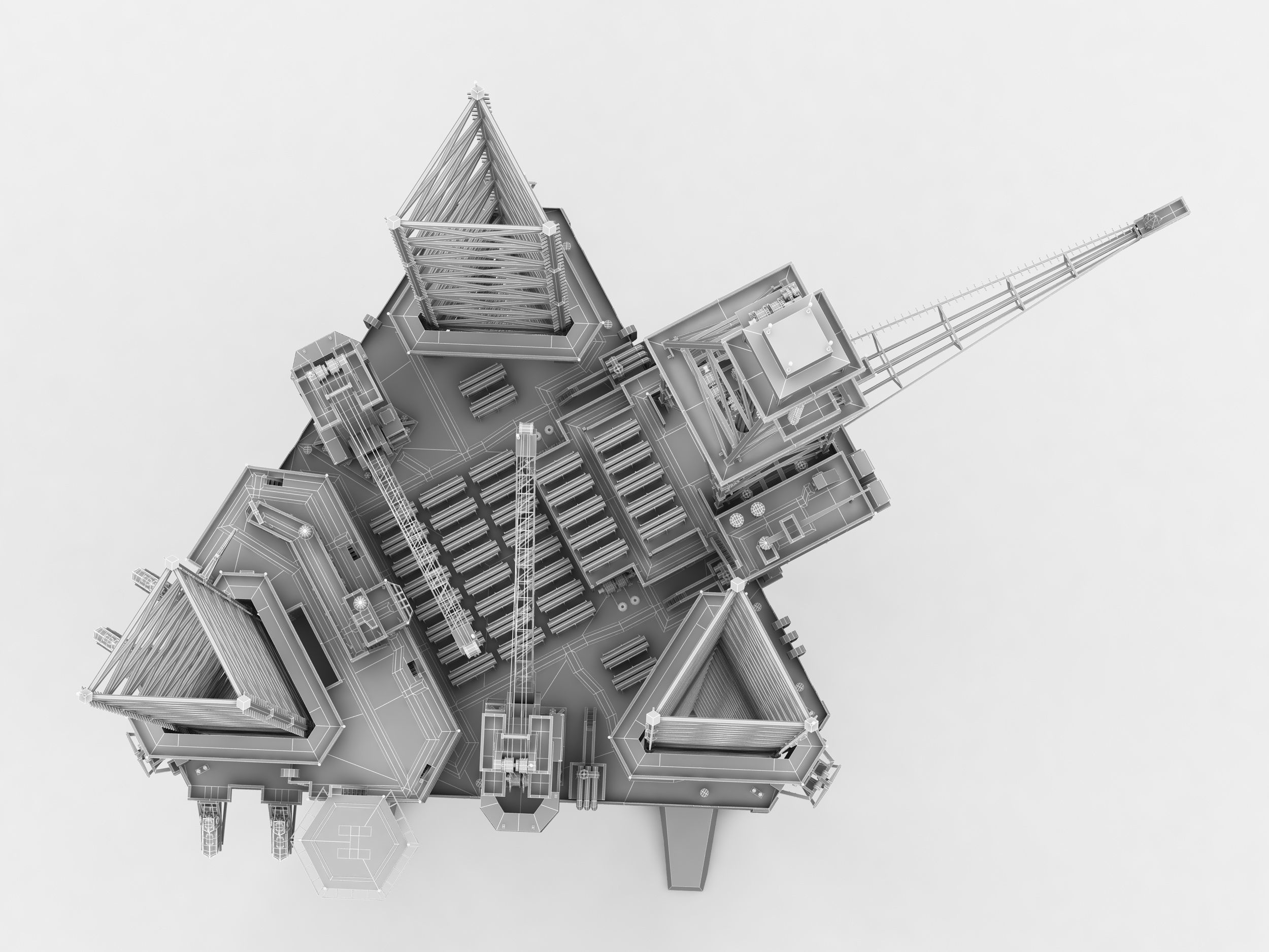 Jack Up Drilling rig Low-poly 3D model_8