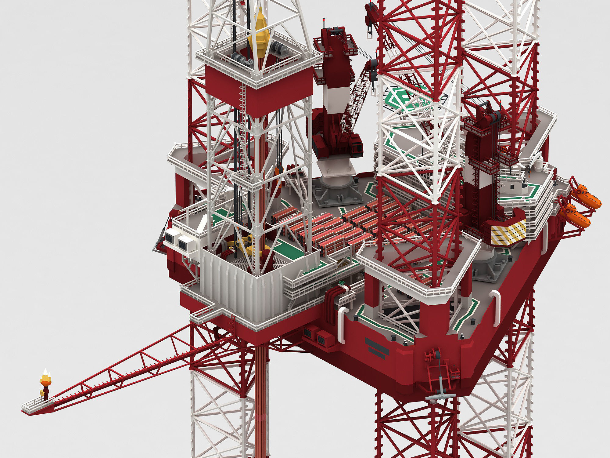 Jack Up Drilling rig Low-poly 3D model_3