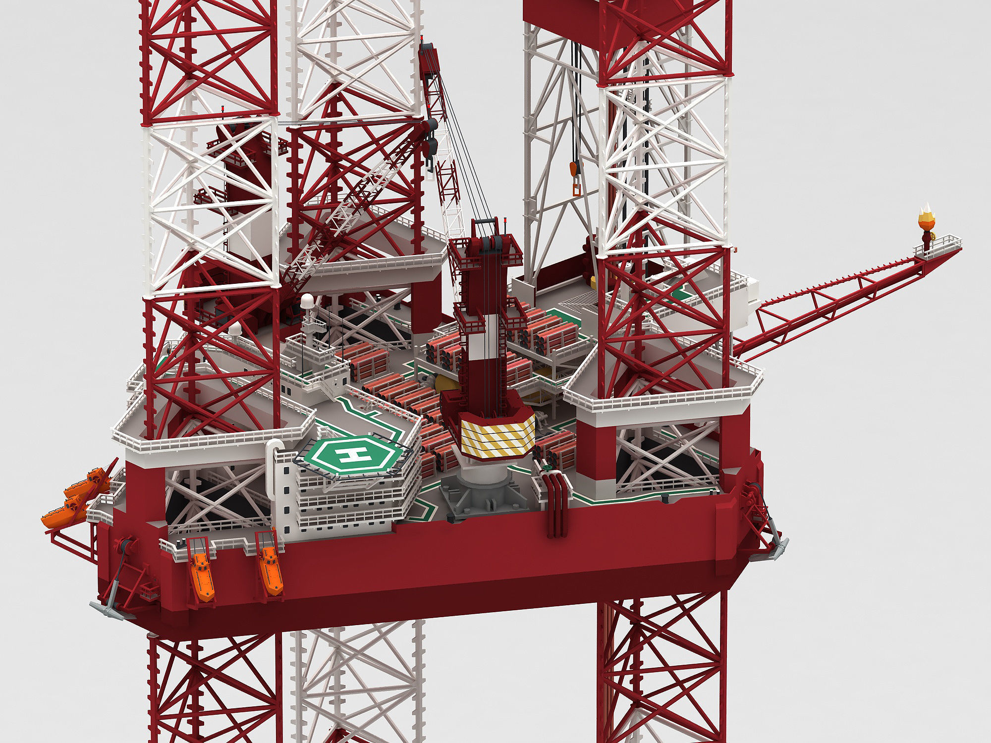 Jack Up Drilling rig Low-poly 3D model_2