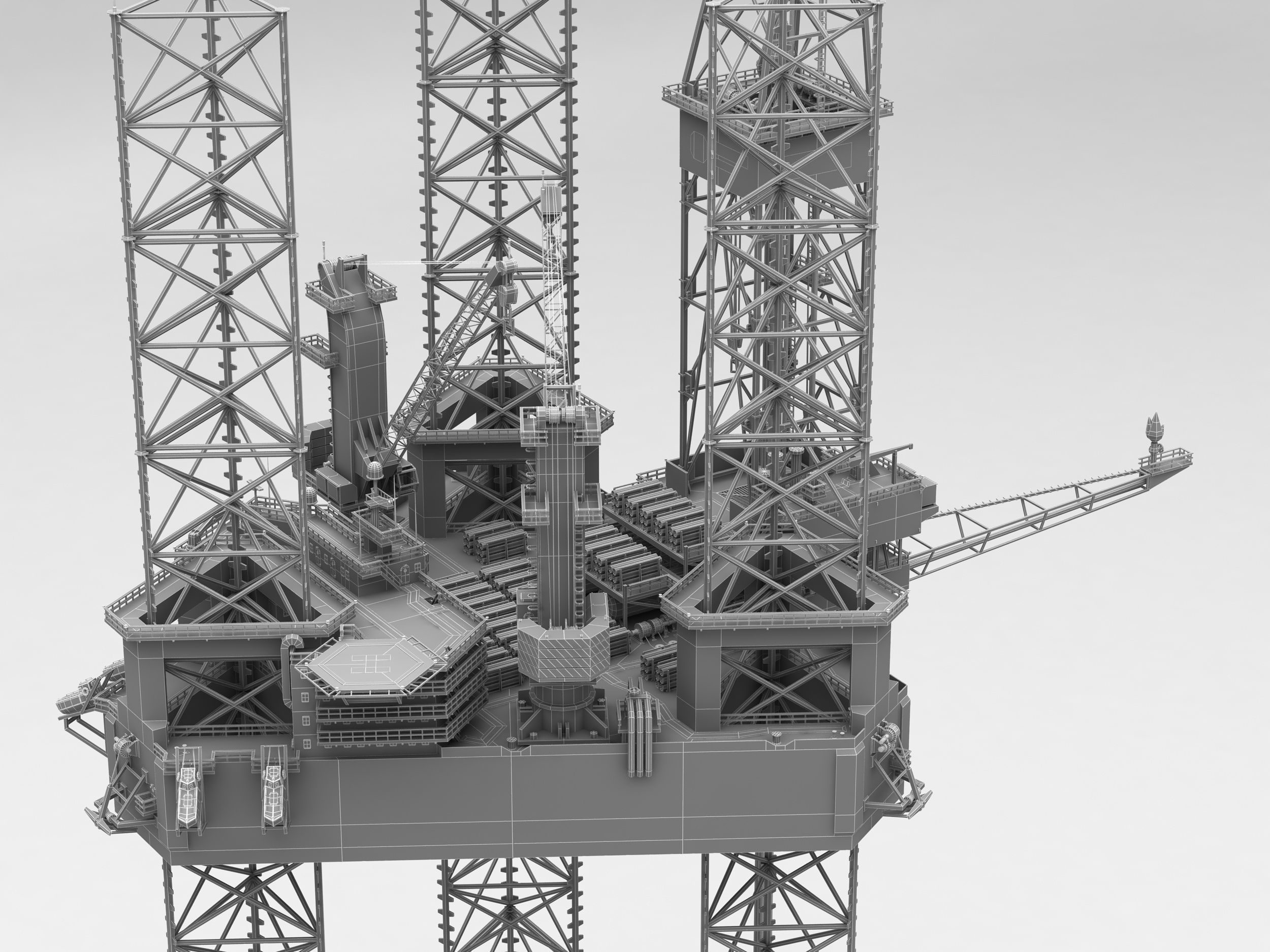 Jack Up Drilling rig Low-poly 3D model_7