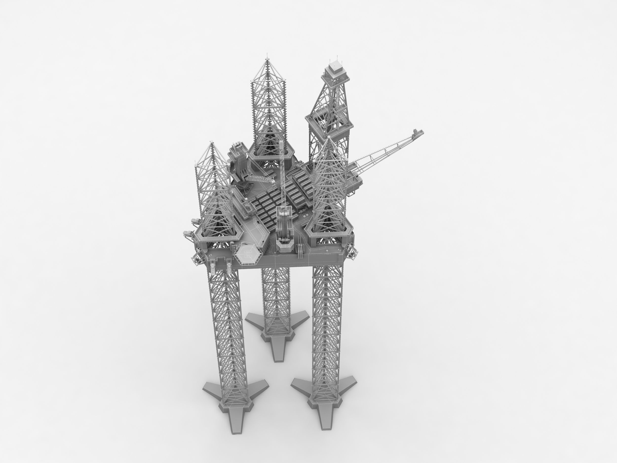 Jack Up Drilling rig Low-poly 3D model_9