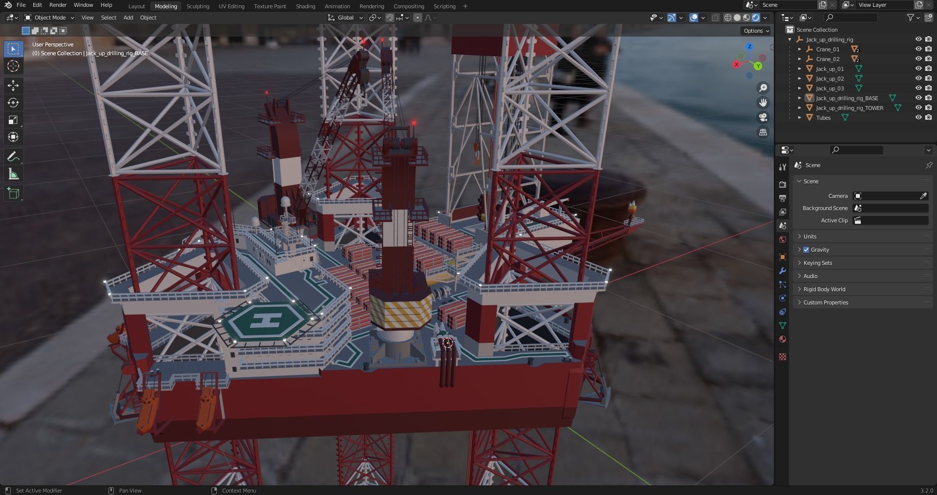 Jack Up Drilling rig Low-poly 3D model_11