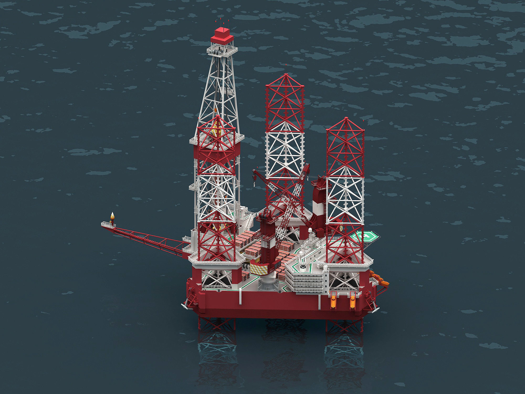 Jack Up Drilling rig Low-poly 3D model_1