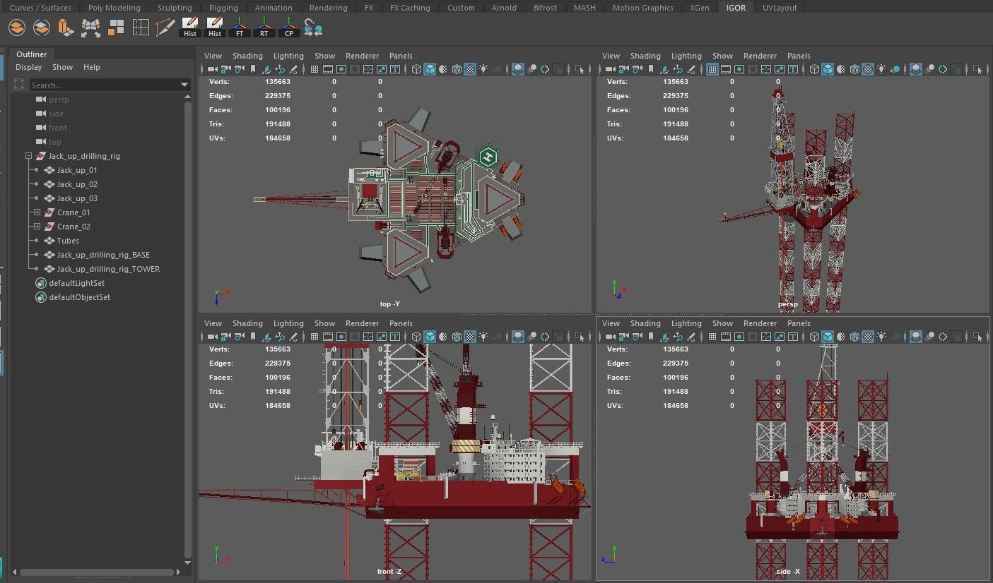 Jack Up Drilling rig Low-poly 3D model_13